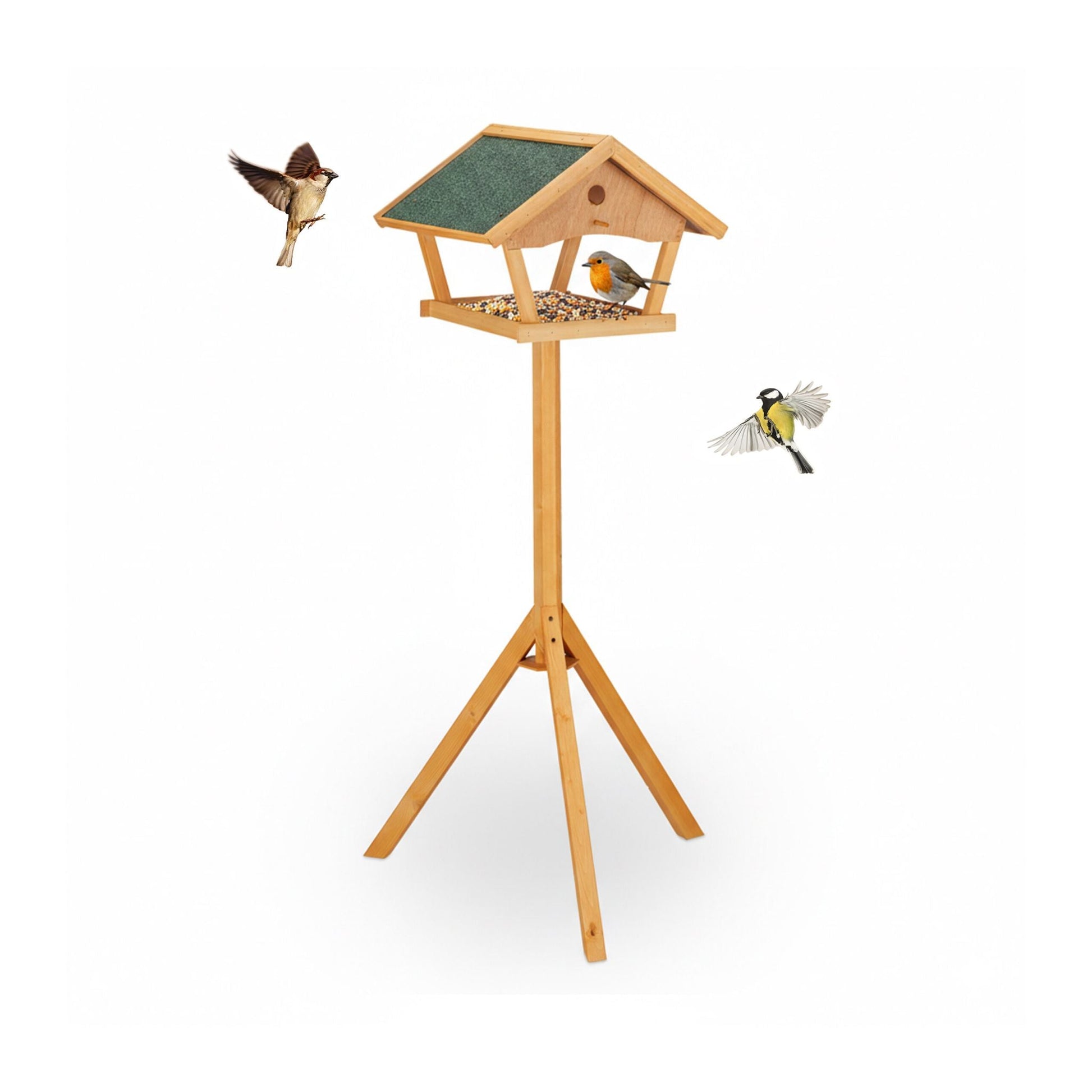 XXL Vogelfutterhaus mit Ständer Dunkelgrün-Orange von Relaxdays