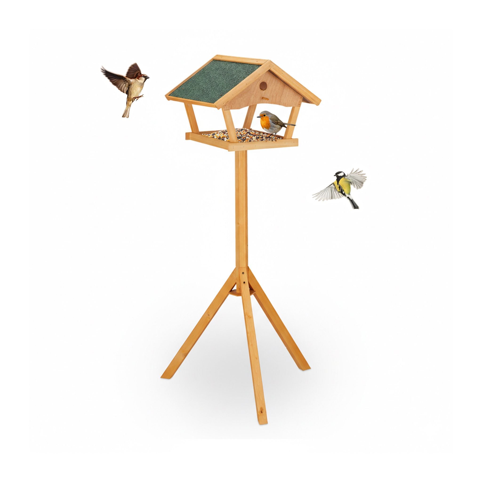 XXL Vogelfutterhaus mit Ständer Dunkelgrün-Orange von Relaxdays