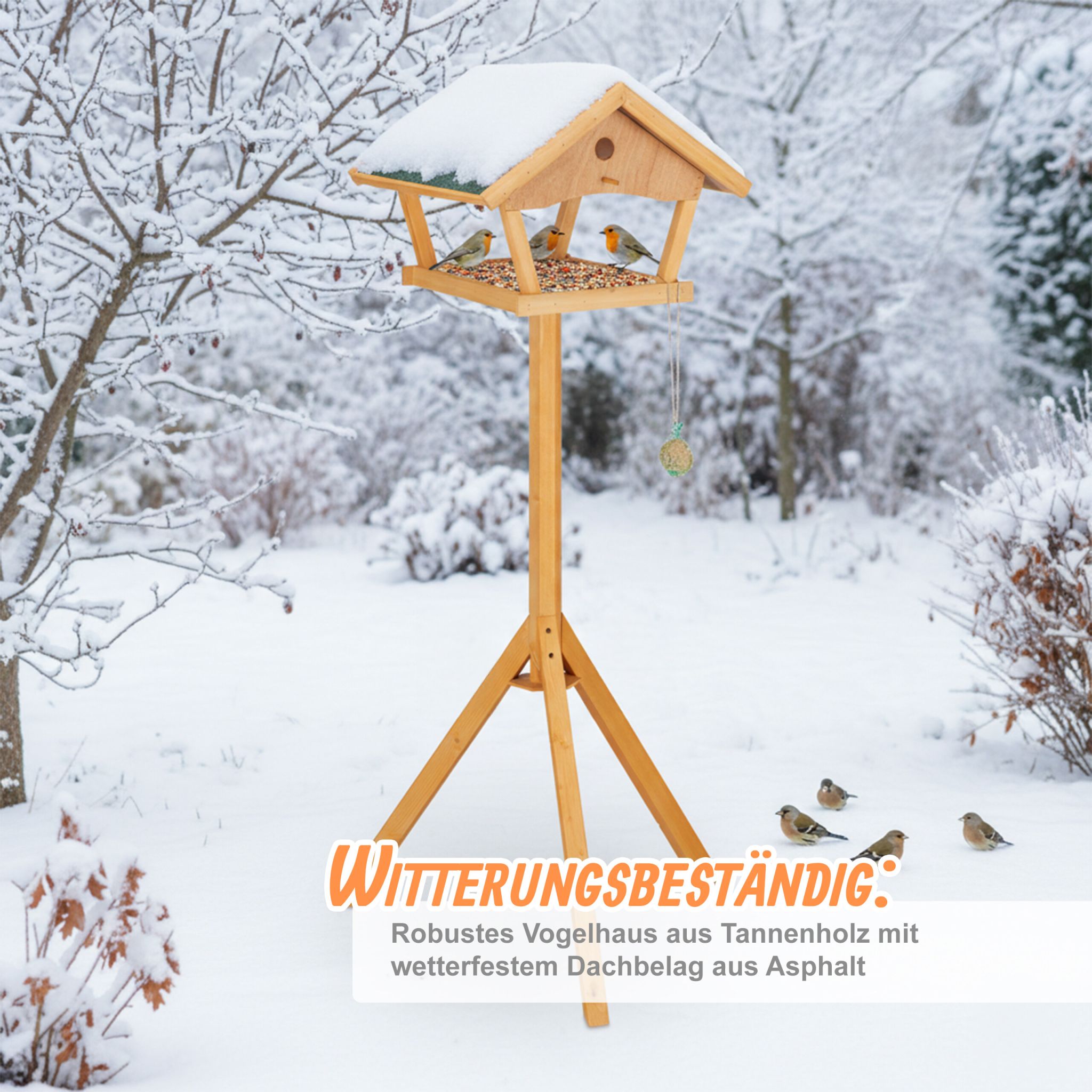 XXL Vogelfutterhaus mit Ständer Dunkelgrün-Orange von Relaxdays