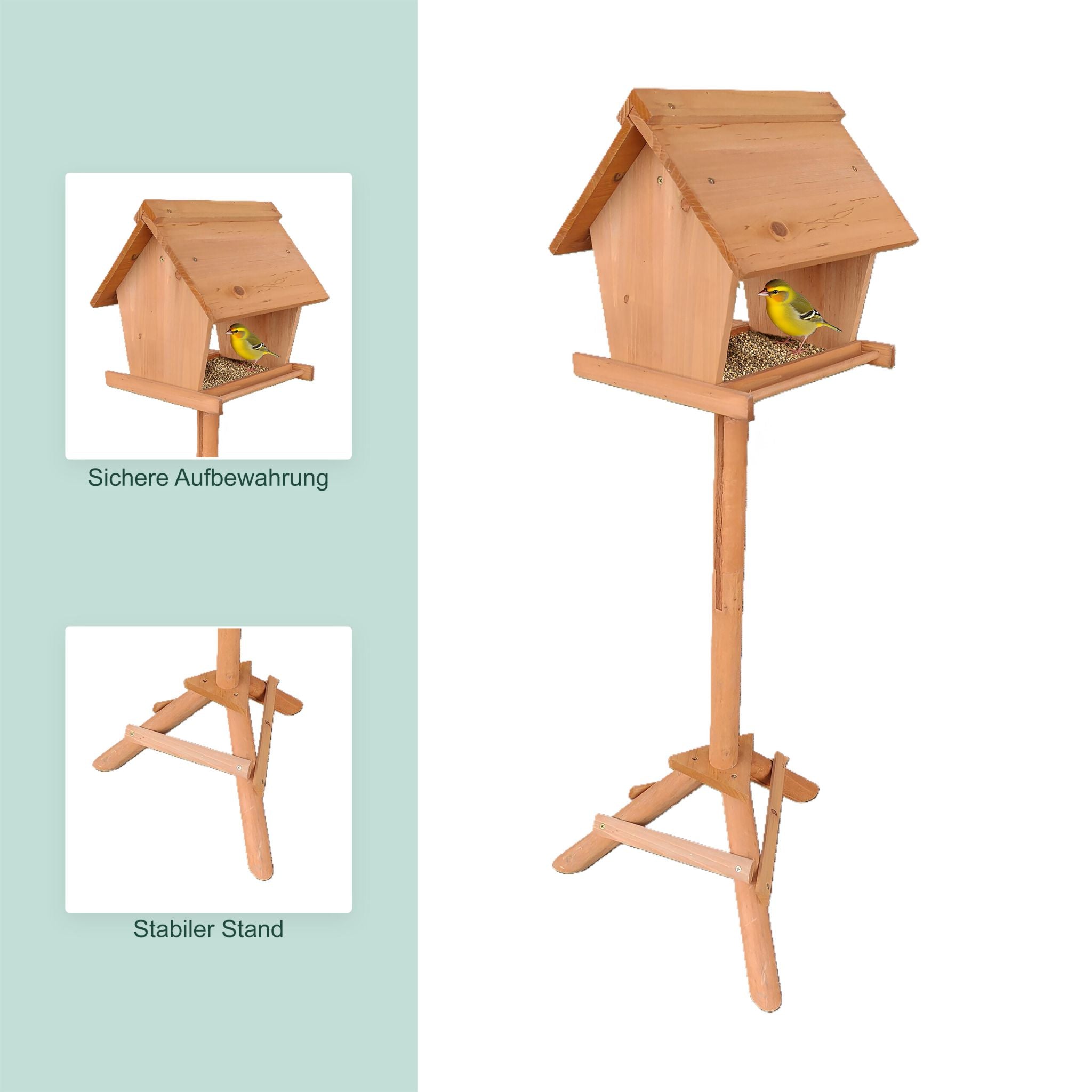 Vogelfutterhaus Tannenholz Orange von Relaxdays