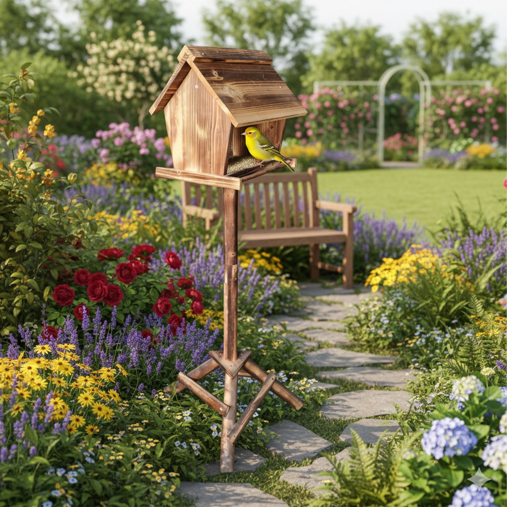 Vogelfutterhaus Tannenholz Braun von Relaxdays