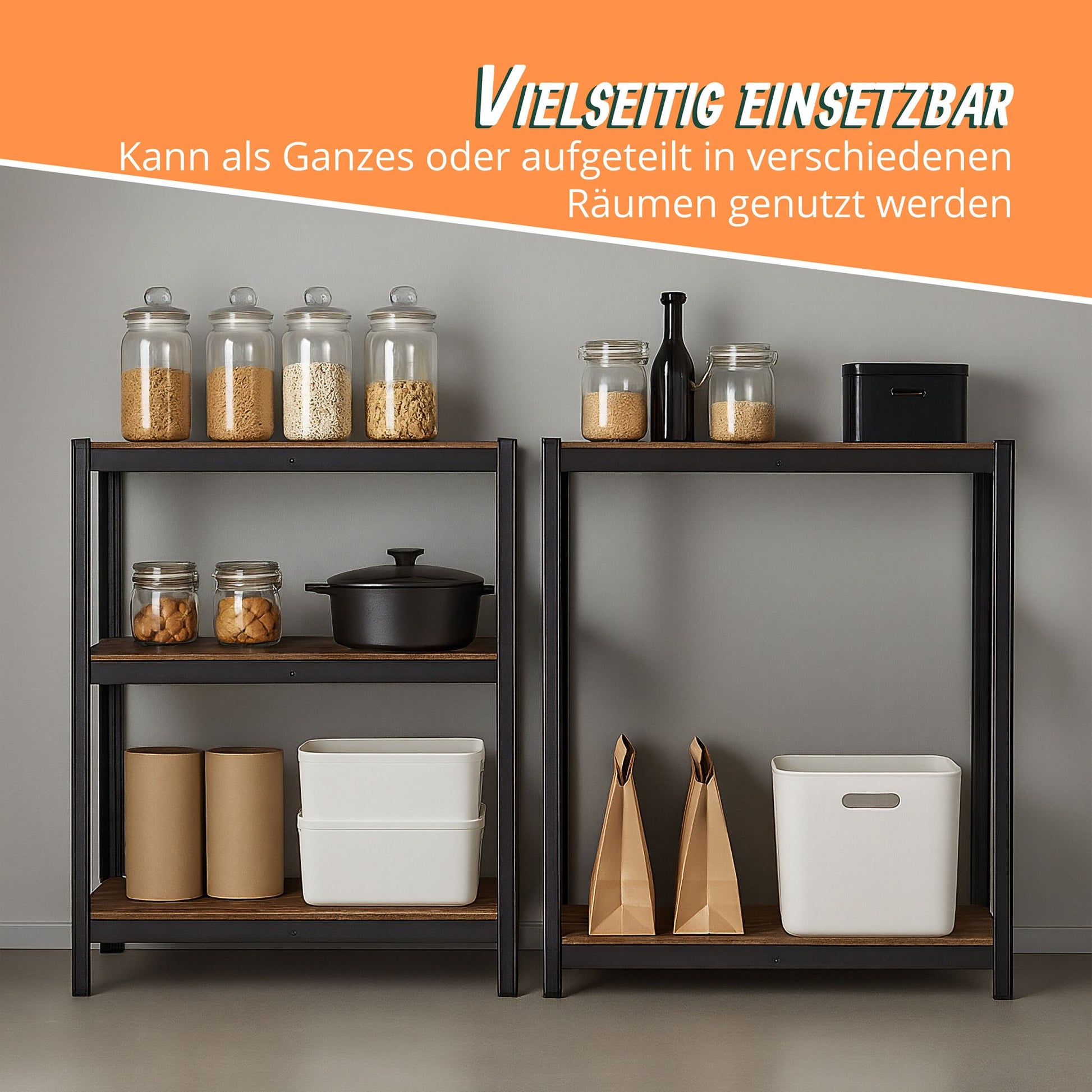 Industrial Schwerlastregal 168x80x40cm Braun-Schwarz von Relaxdays