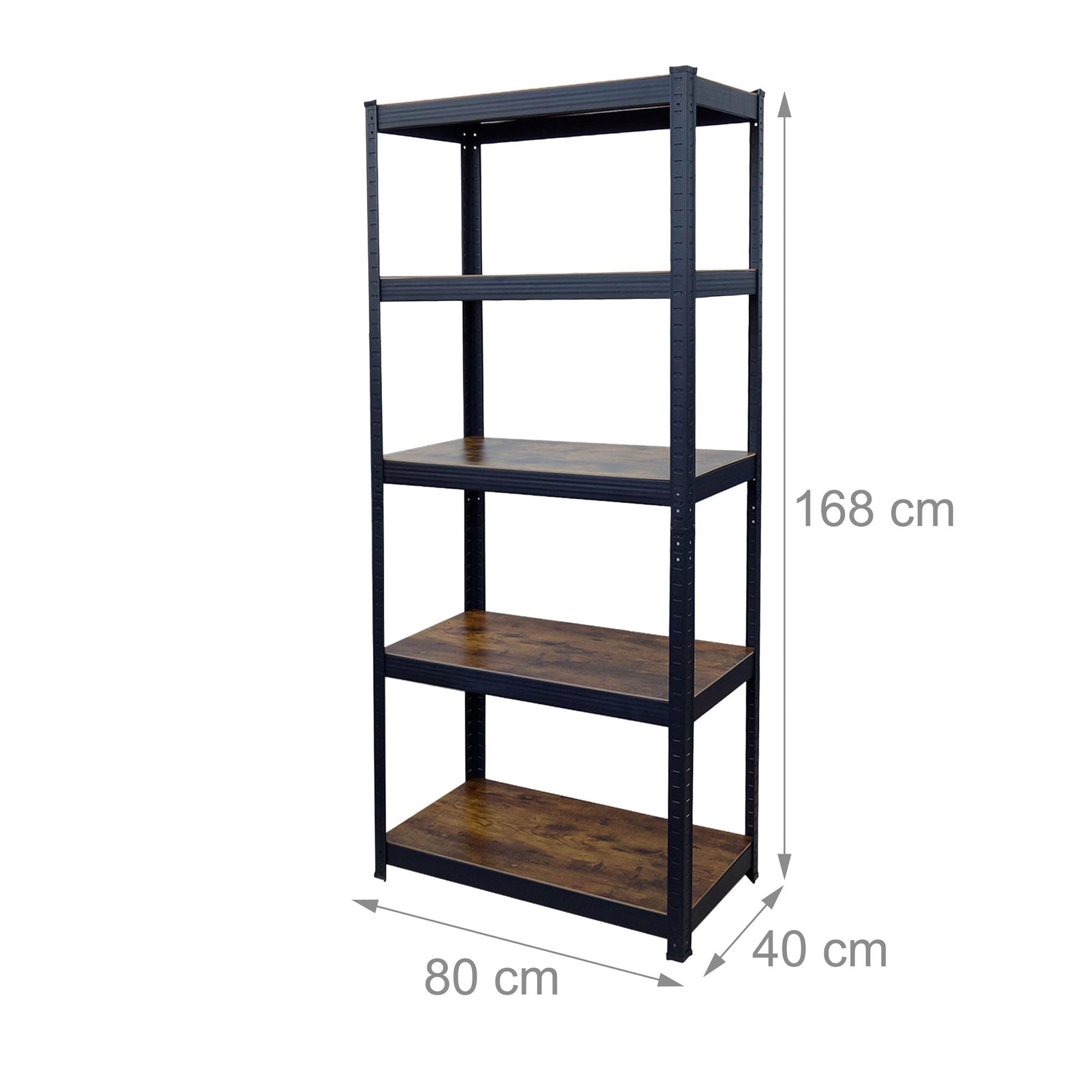 Industrial Schwerlastregal 168x80x40cm Braun-Schwarz von Relaxdays