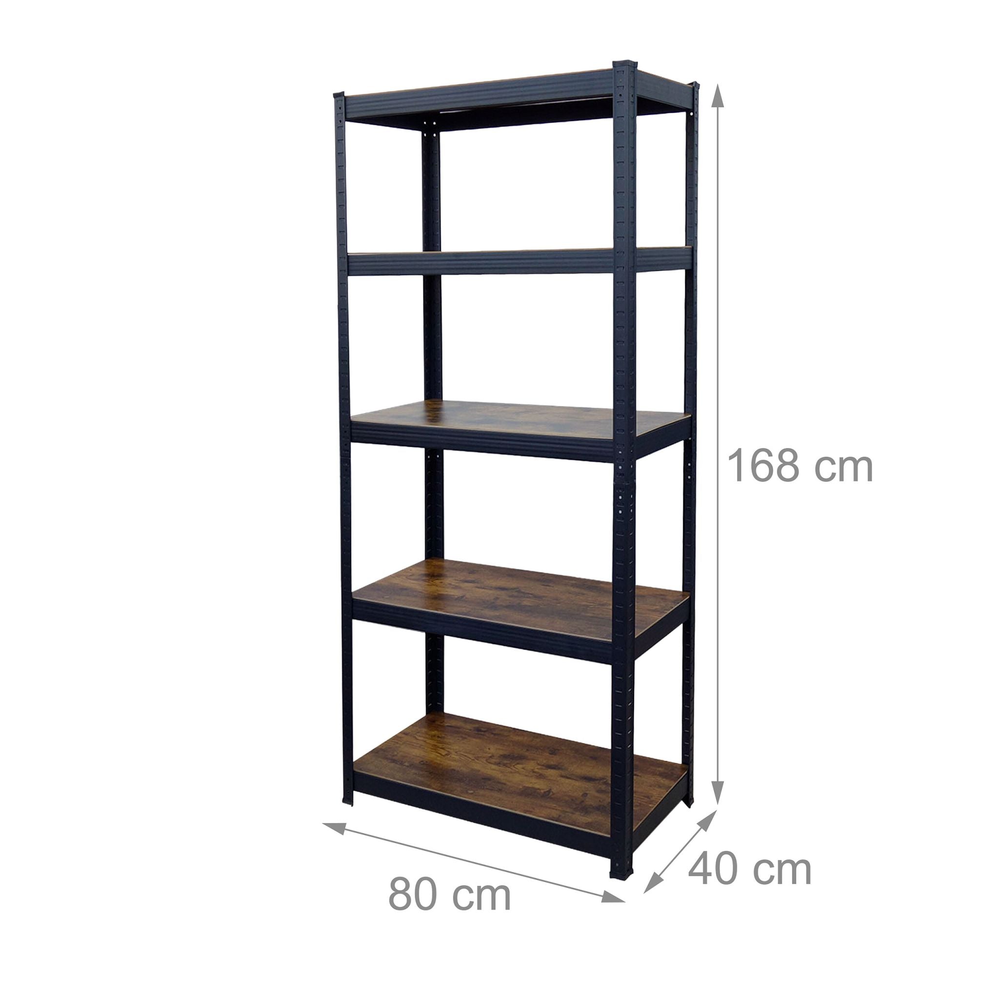 Industrial Schwerlastregal 168x80x40cm Braun-Schwarz von Relaxdays