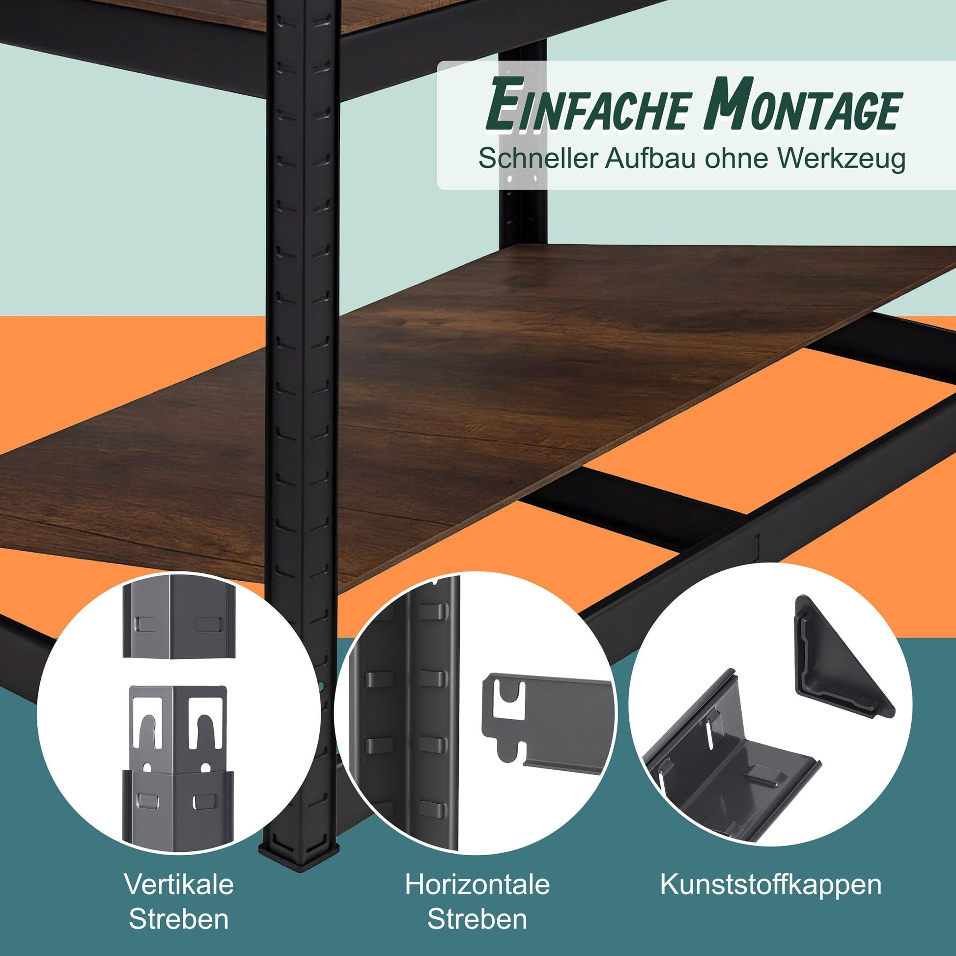 Industrial Schwerlastregal 168x80x40cm Braun-Schwarz von Relaxdays