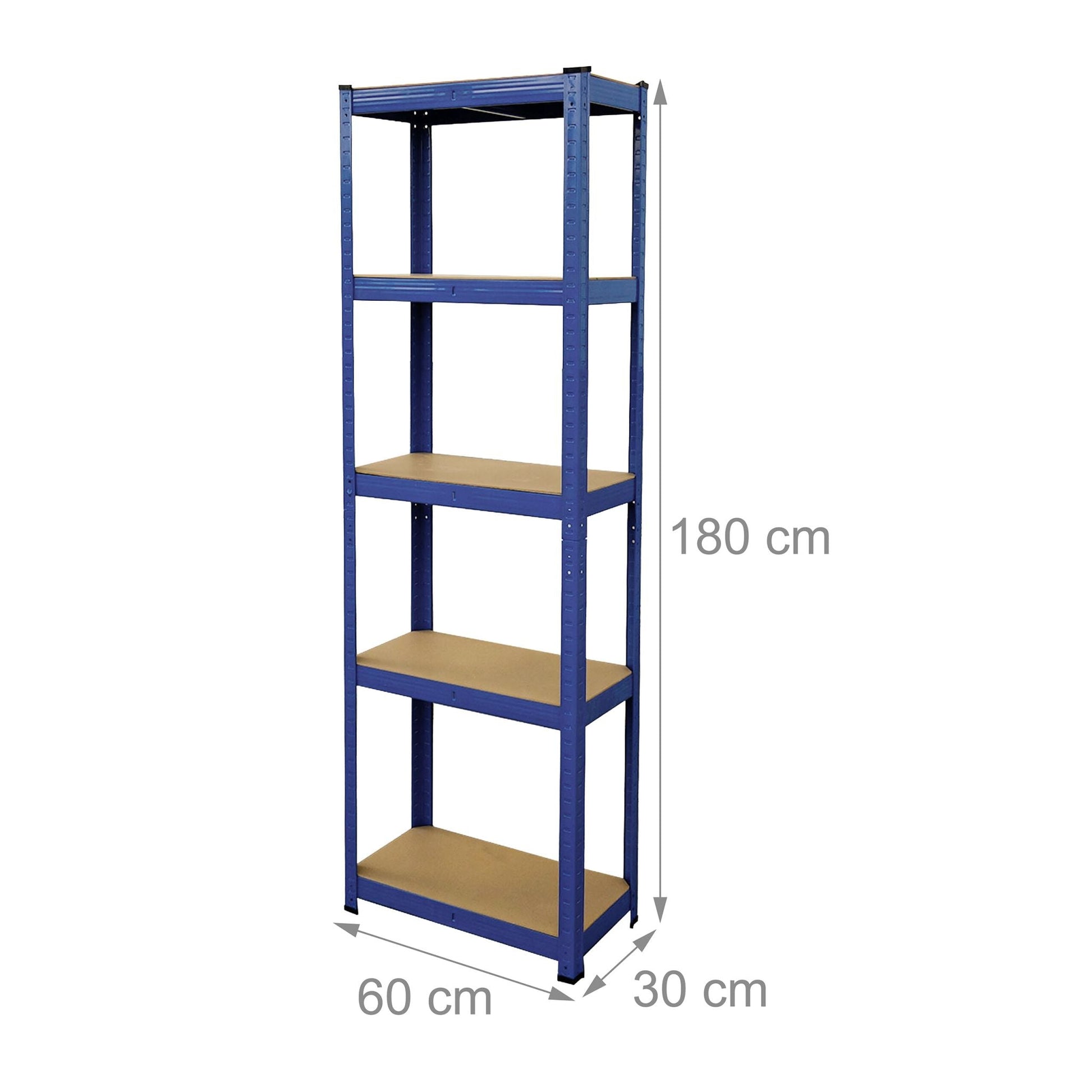 Schwerlastregal 180x60x30cm Blau-Hellbraun von Relaxdays