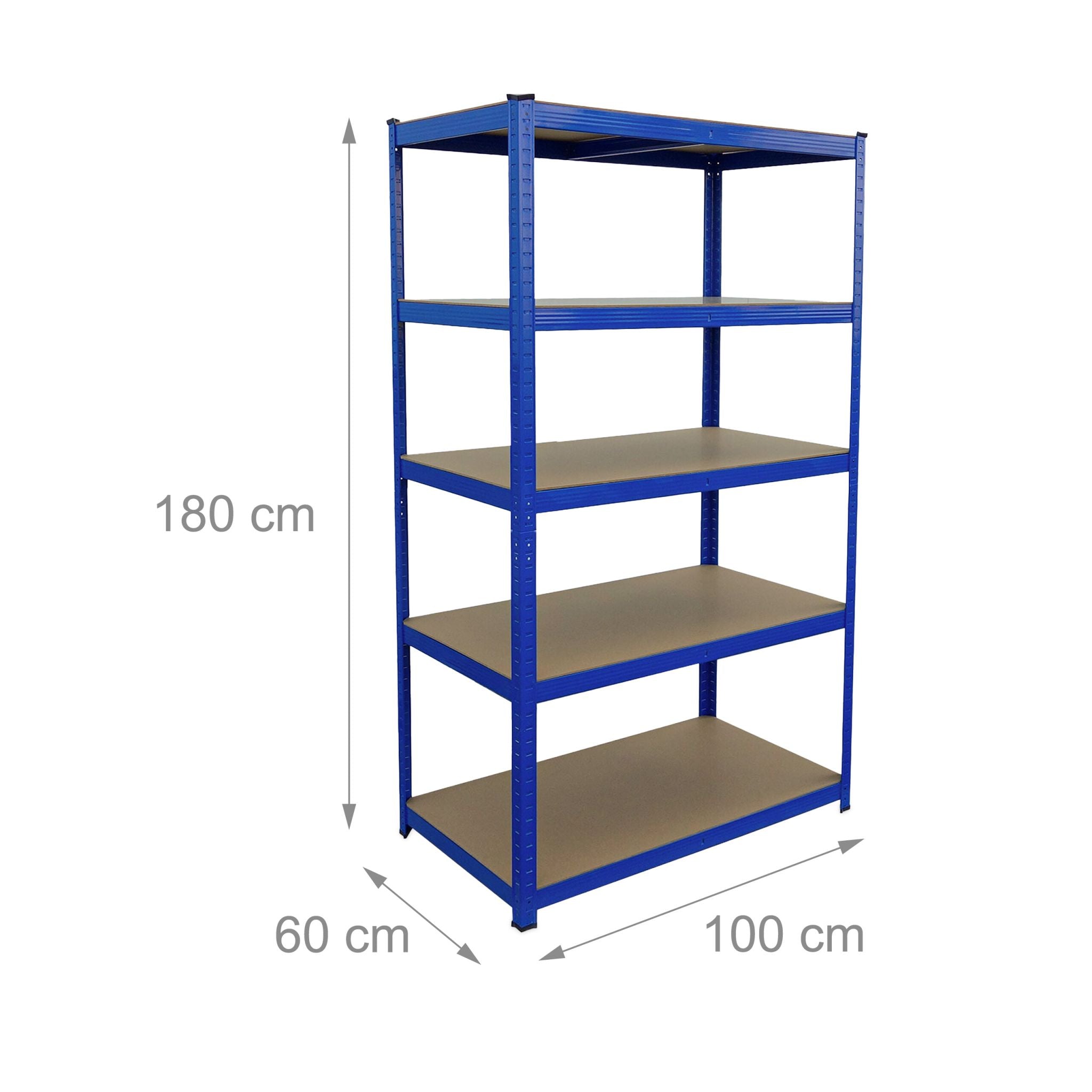 Schwerlastregal 180x100x60cm Blau-Hellbraun von Relaxdays