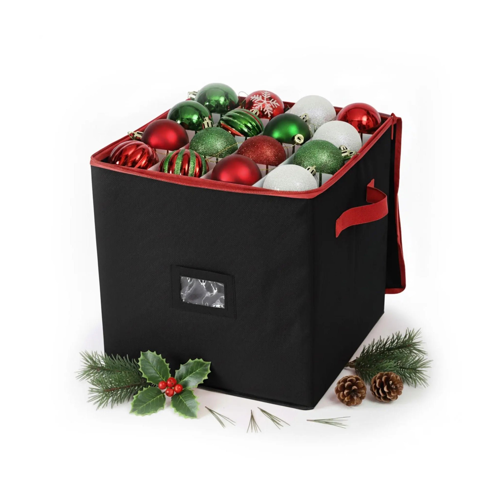 Weihnachtskugel Aufbewahrungsbox Schwarz-Rot von Relaxdays