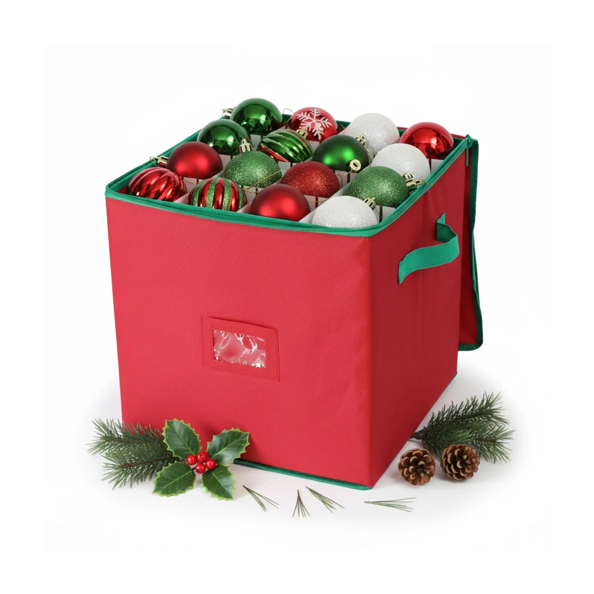 Weihnachtskugel Aufbewahrungsbox Rot-Grün von Relaxdays