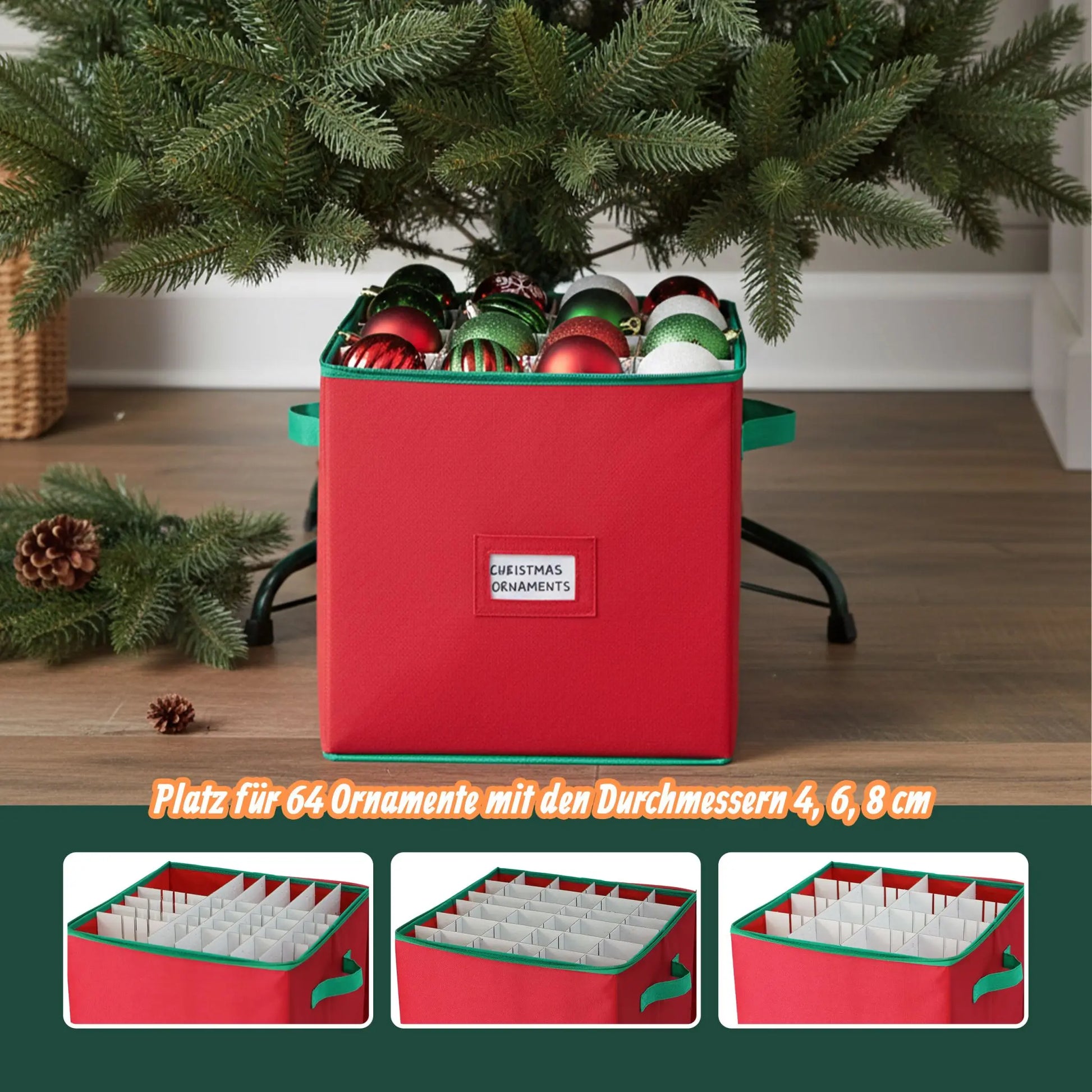 Weihnachtskugel Aufbewahrungsbox Rot-Grün von Relaxdays