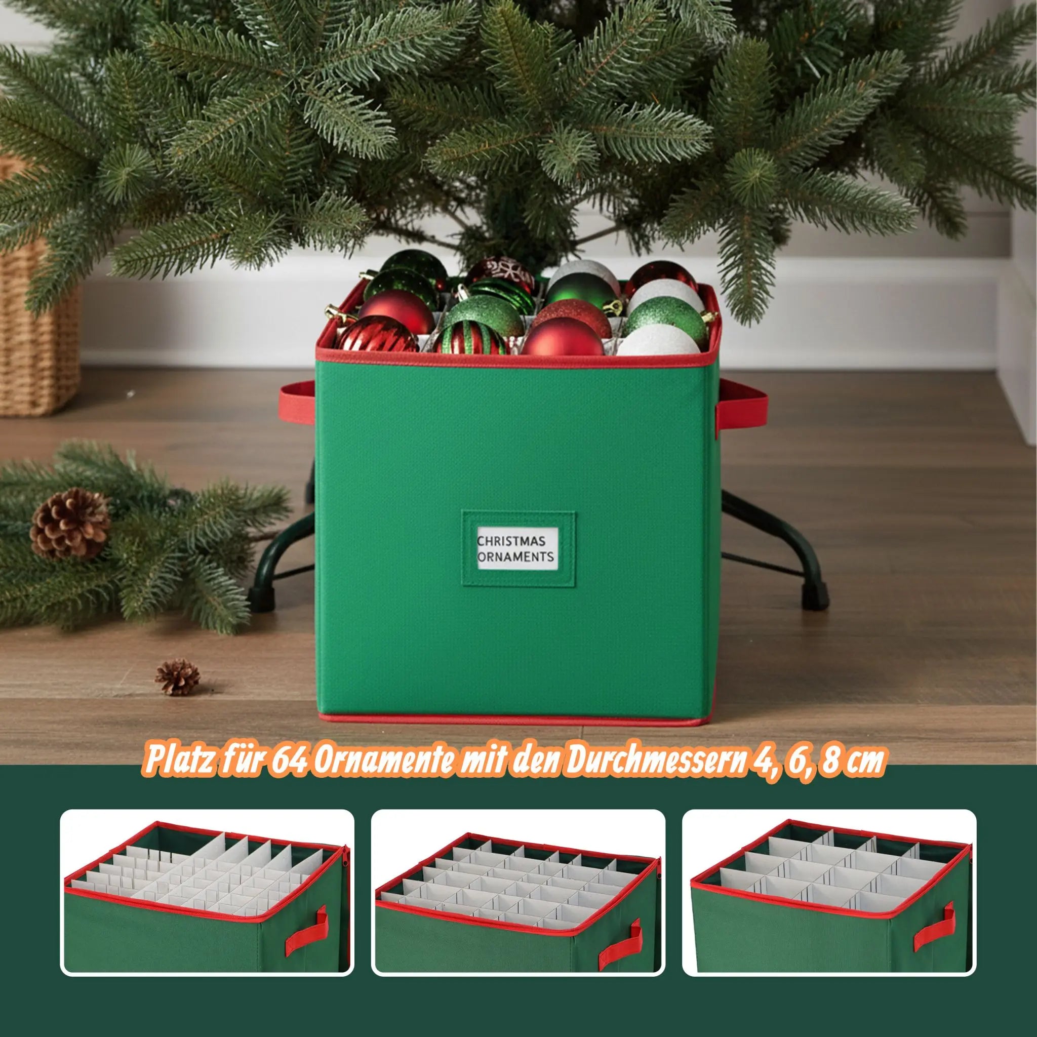 Weihnachtskugel Aufbewahrungsbox Grün-Rot von Relaxdays