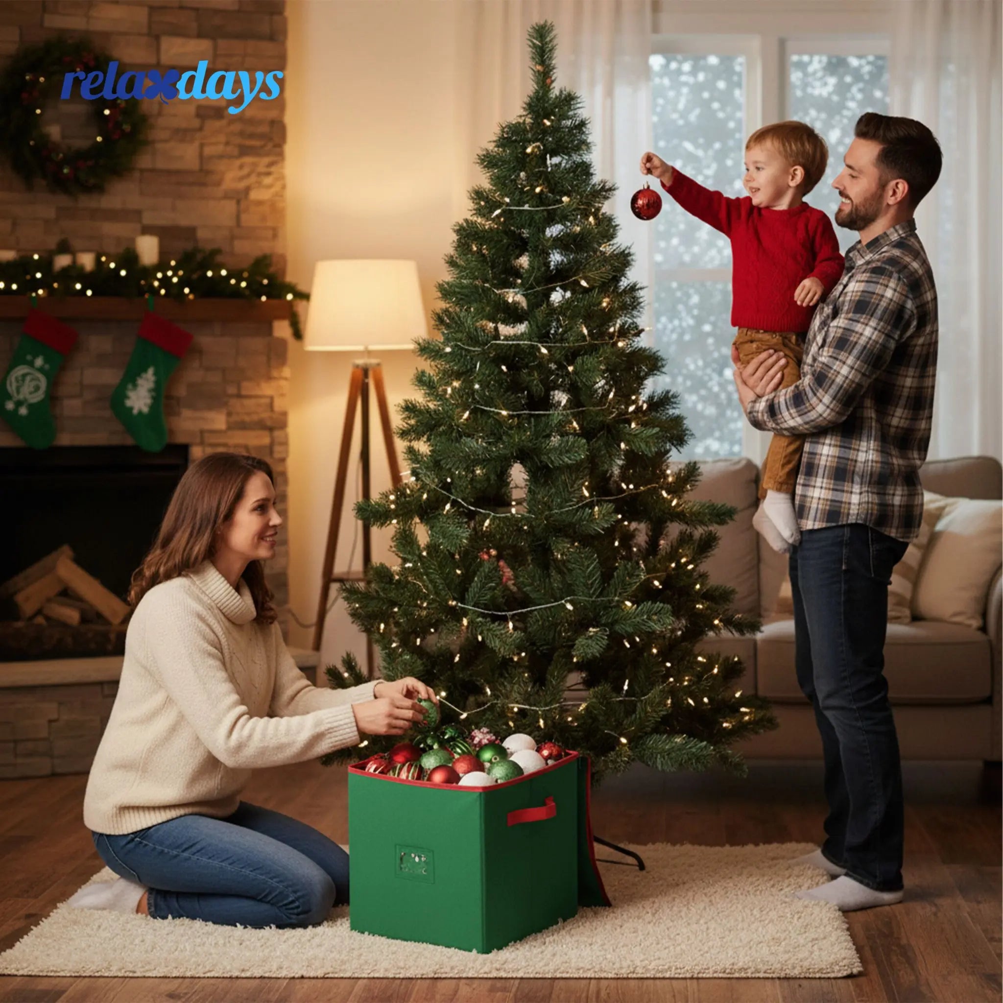 Weihnachtskugel Aufbewahrungsbox Grün-Rot von Relaxdays