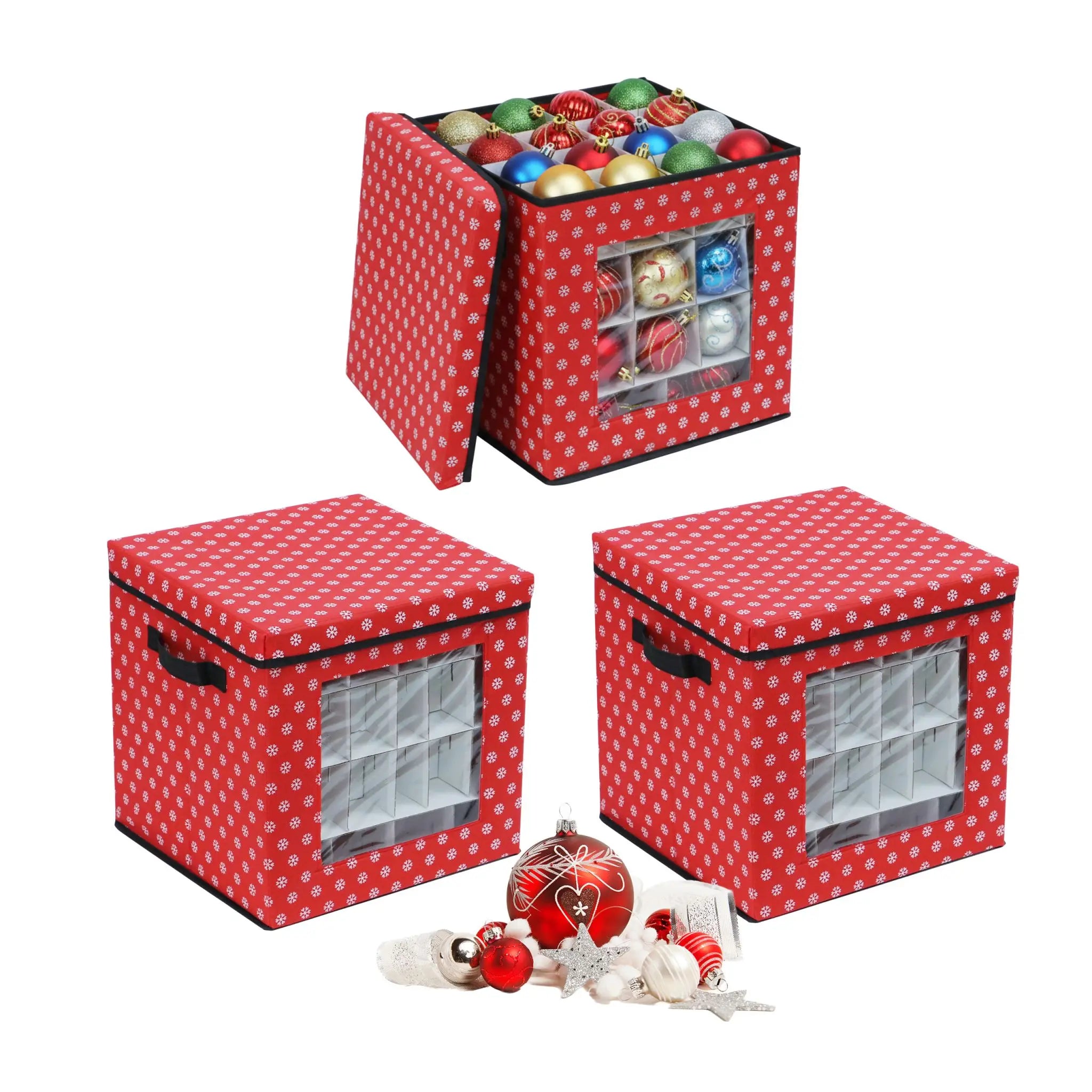 Weihnachtskugel Aufbewahrungsbox 3er-Set Weiss-Rot-Schwarz von guteszeug.ch