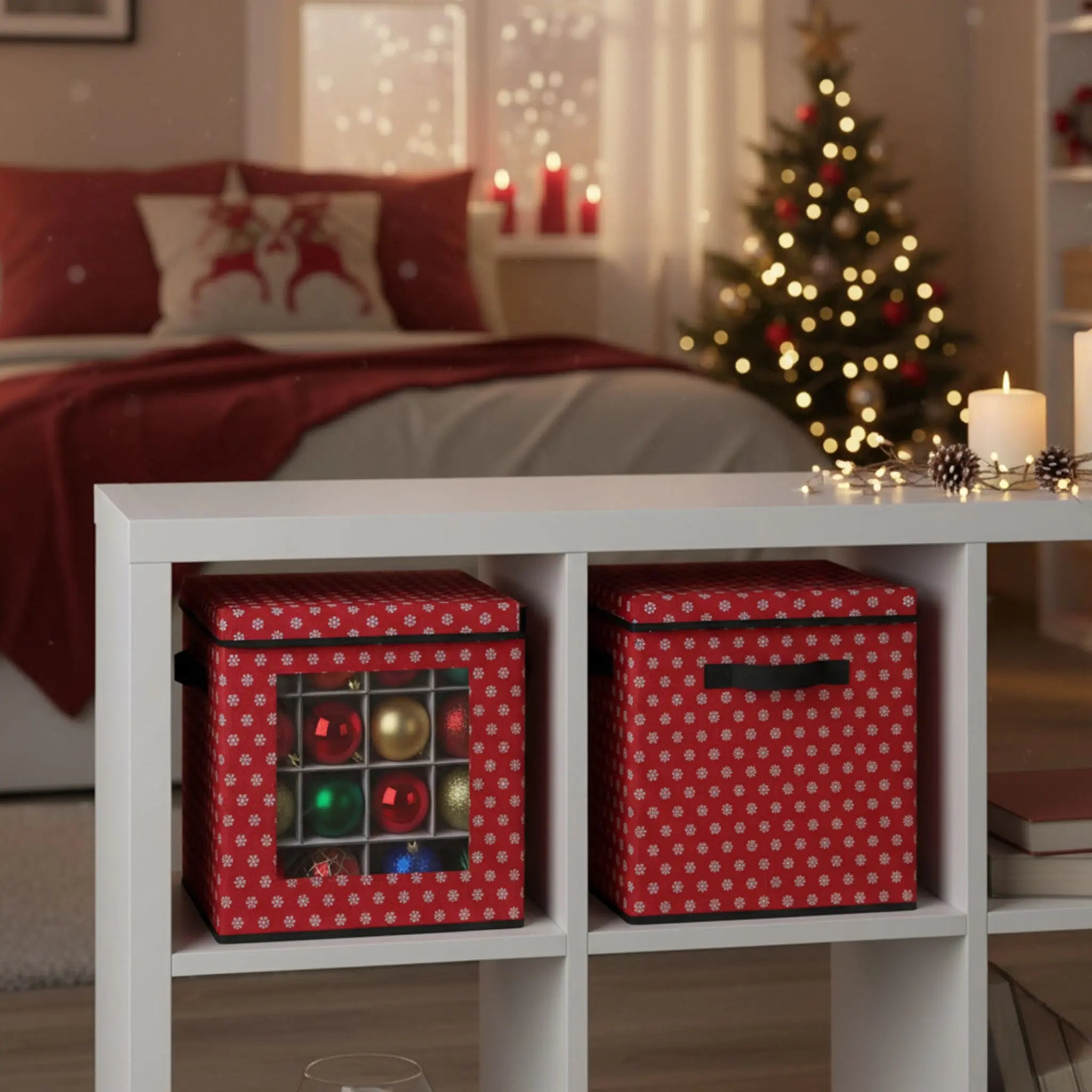 Weihnachtskugel Aufbewahrungsbox 3er-Set Weiss-Rot-Schwarz von guteszeug.ch