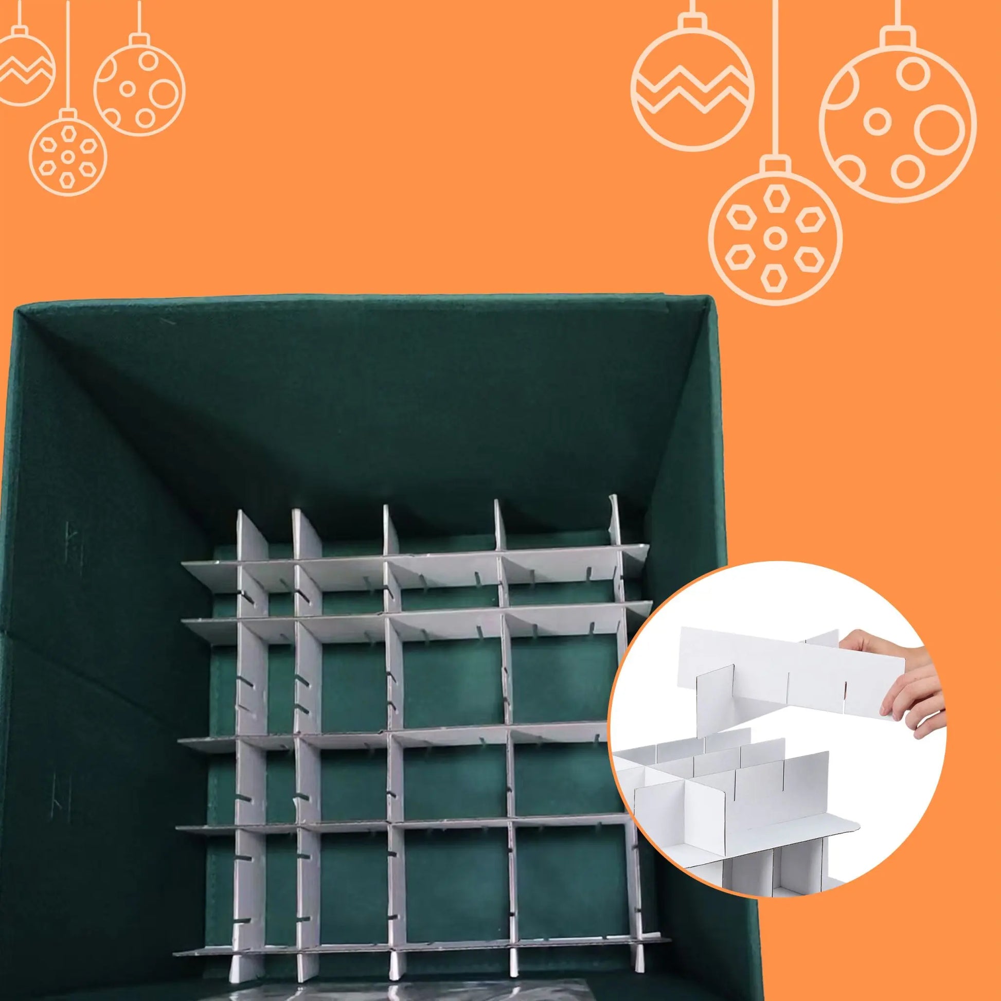 Weihnachtskugel Aufbewahrungsbox 3er-Set Weiss-Dunkelgrün von Relaxdays