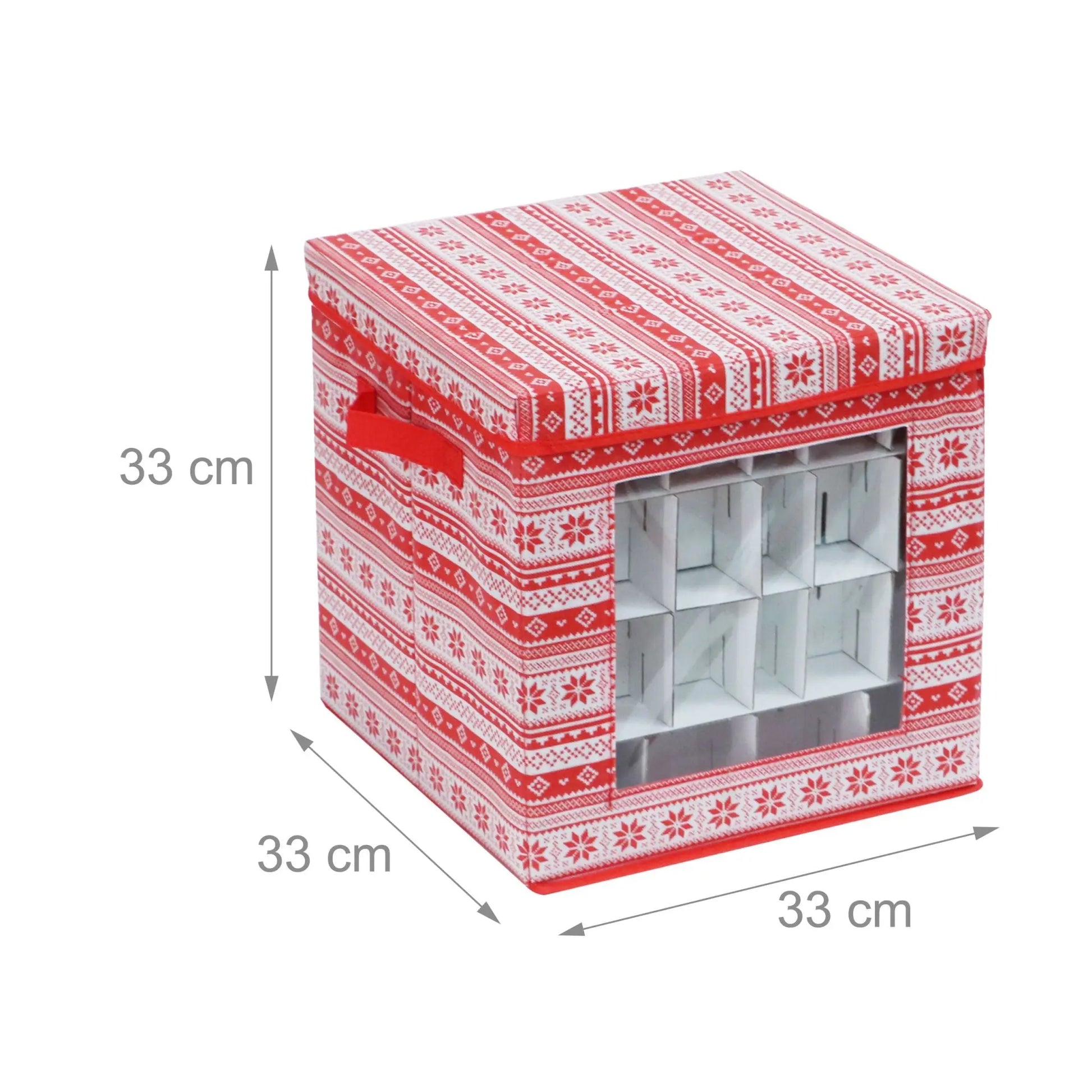 Weihnachtskugel Aufbewahrungsbox 3er-Set Weiss-Rot von Relaxdays
