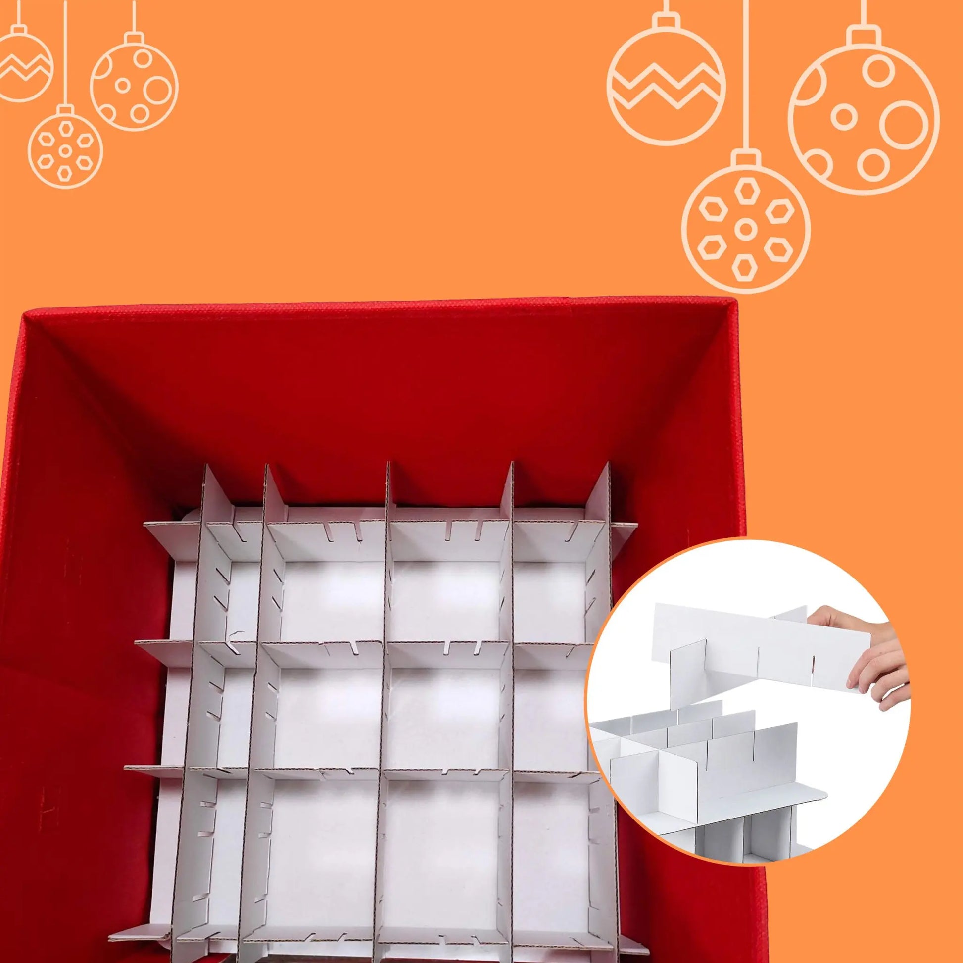 Weihnachtskugel Aufbewahrungsbox 3er-Set Weiss-Rot von Relaxdays
