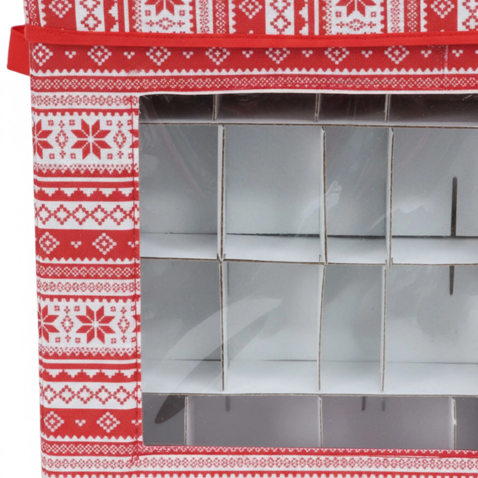 Weihnachtskugel Aufbewahrungsbox 3er-Set Weiss-Rot von Relaxdays