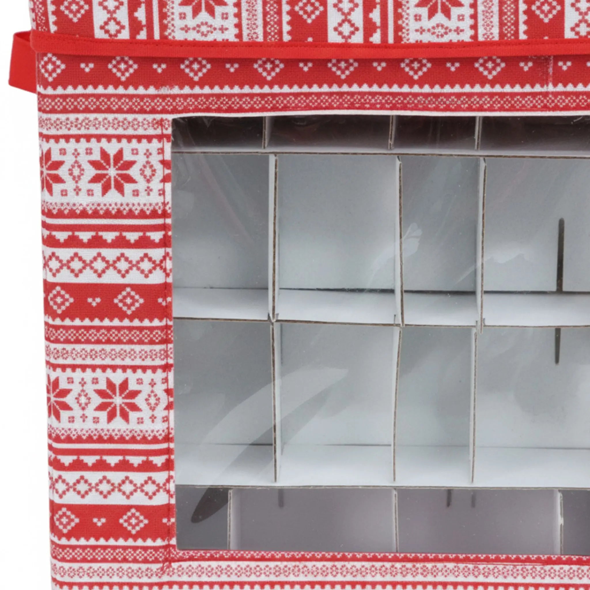 Weihnachtskugel Aufbewahrungsbox 3er-Set Weiss-Rot von Relaxdays