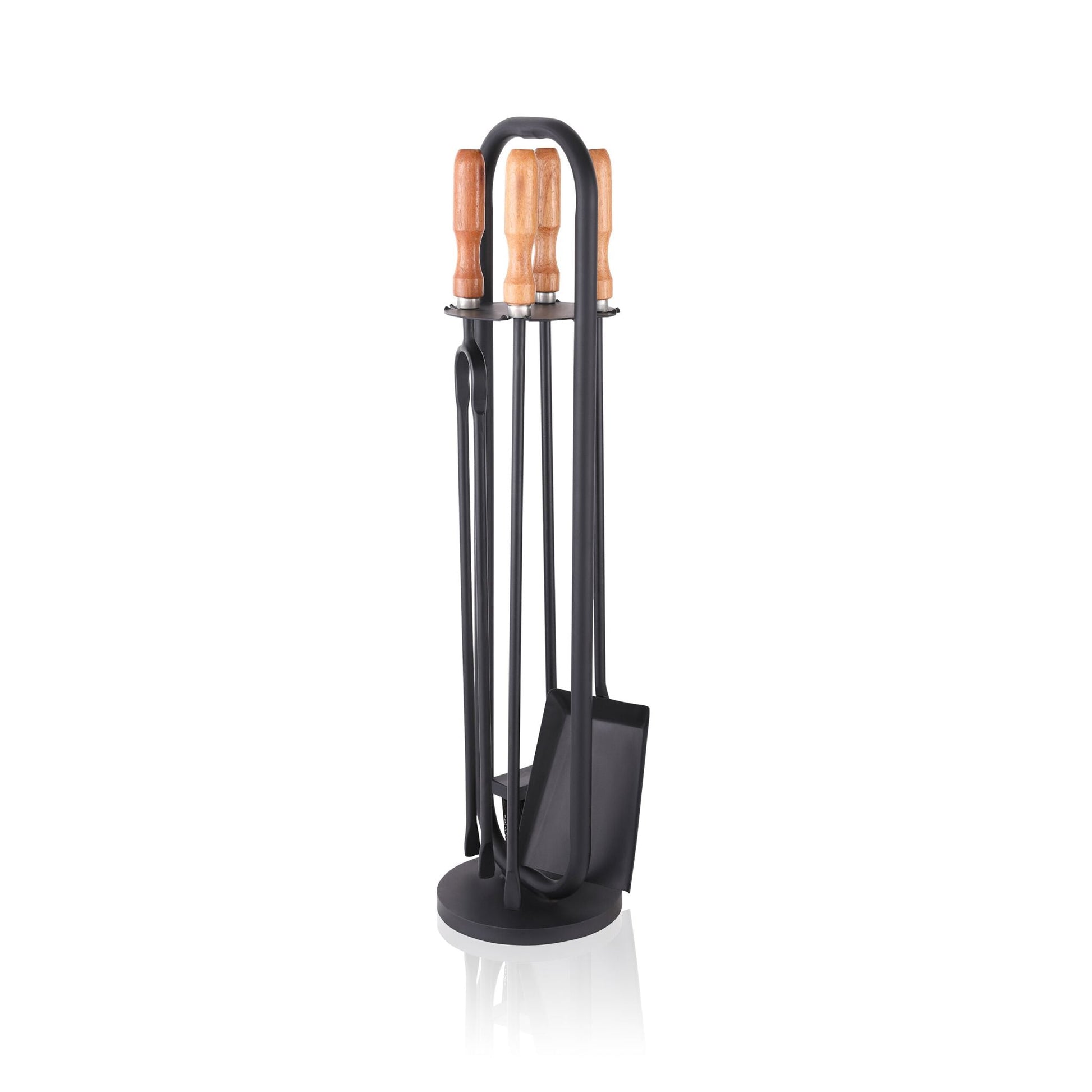 Kaminbesteck 5tlg. mit Holzgriffen Hellbraun-Schwarz von Relaxdays