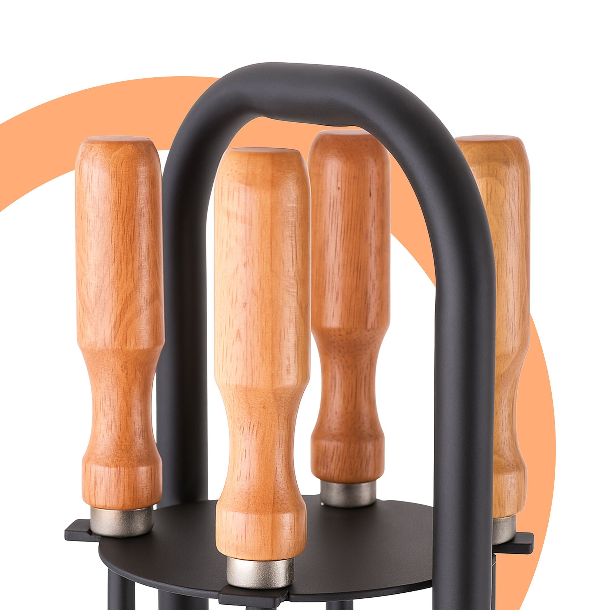 Kaminbesteck 5tlg. mit Holzgriffen Hellbraun-Schwarz von Relaxdays