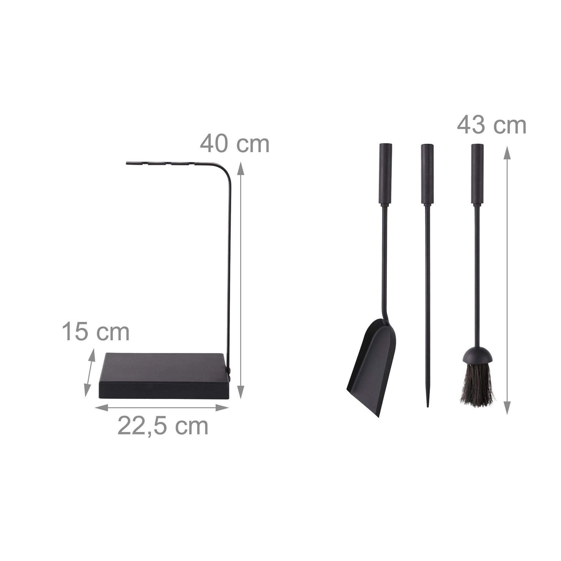 Kaminbesteck 4tlg. Schwarz von Relaxdays