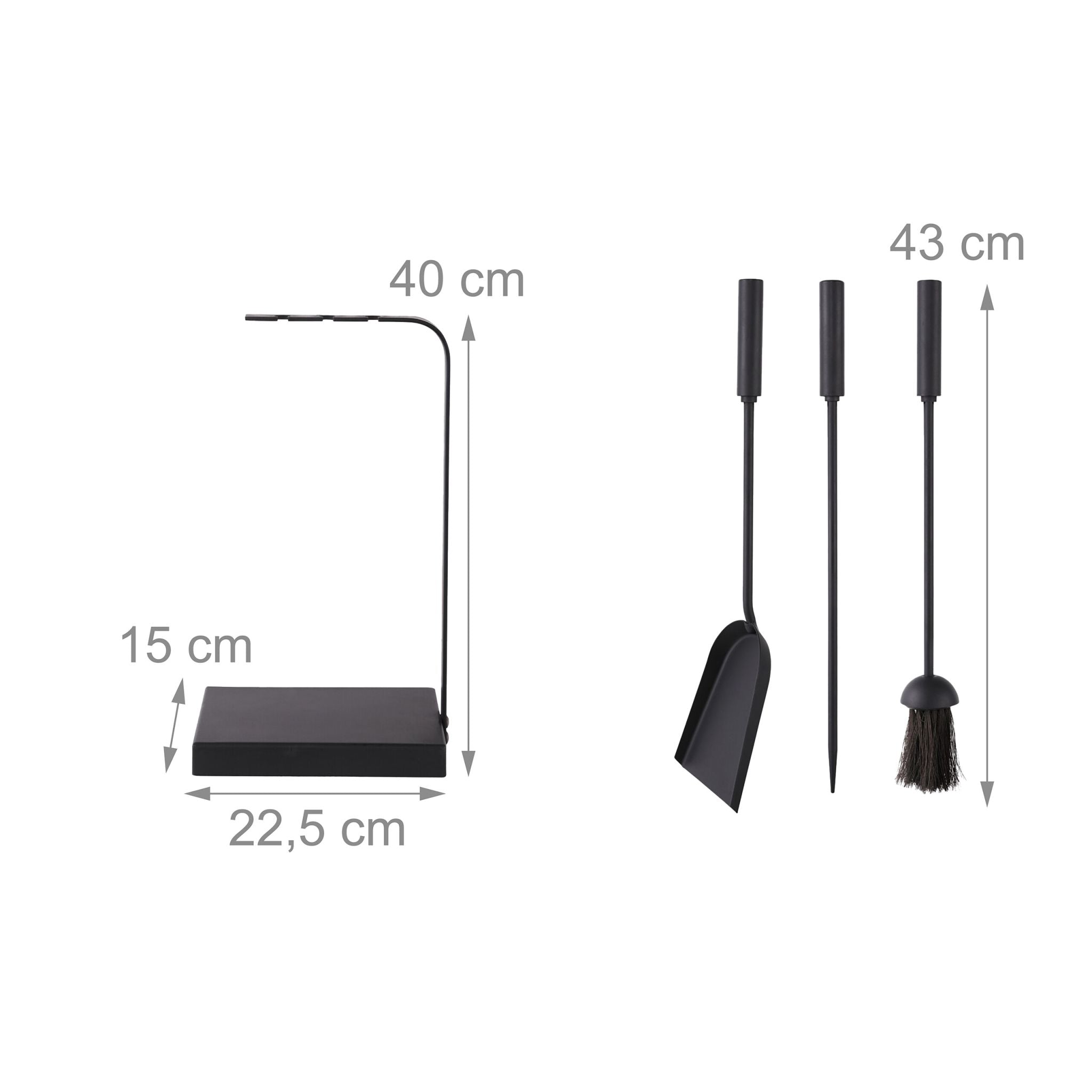 Kaminbesteck 4tlg. Schwarz von Relaxdays