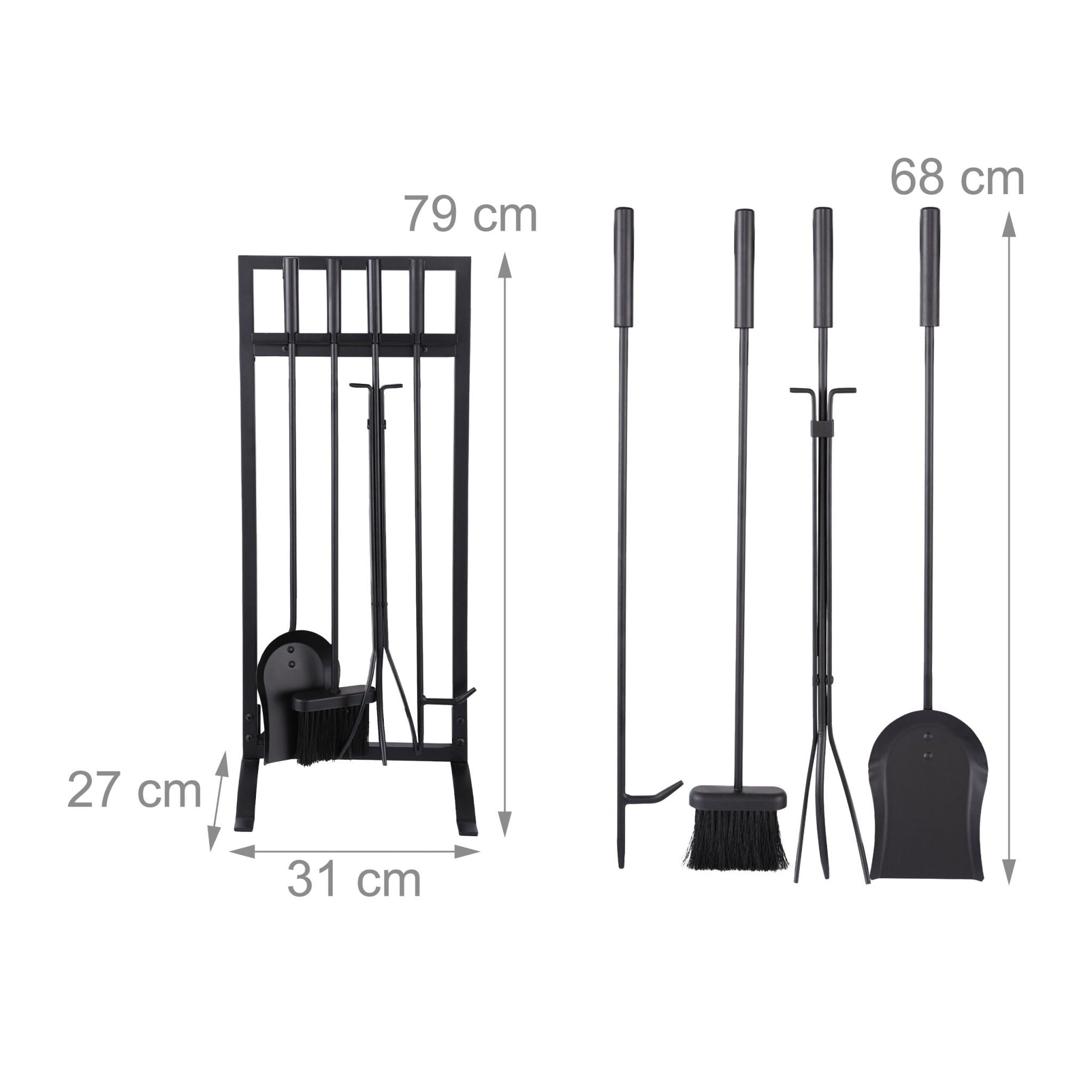 Kaminbesteck 5tlg. Schwarz von Relaxdays