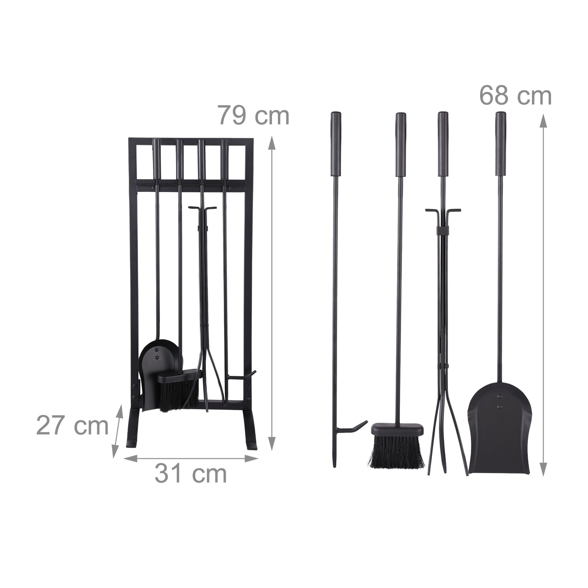 Kaminbesteck 5tlg. Schwarz von Relaxdays