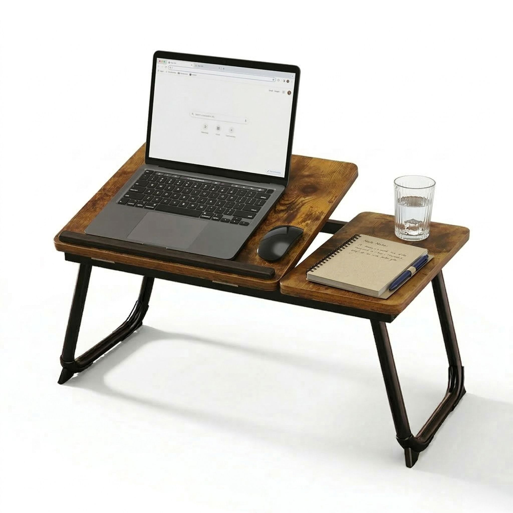 Höhenverstellbarer Laptoptisch Dunkelbraun-Schwarz von Relaxdays