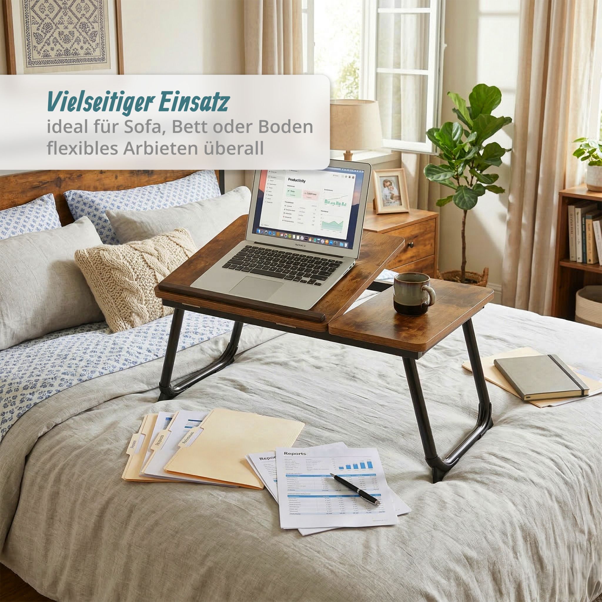 Höhenverstellbarer Laptoptisch Dunkelbraun-Schwarz von Relaxdays