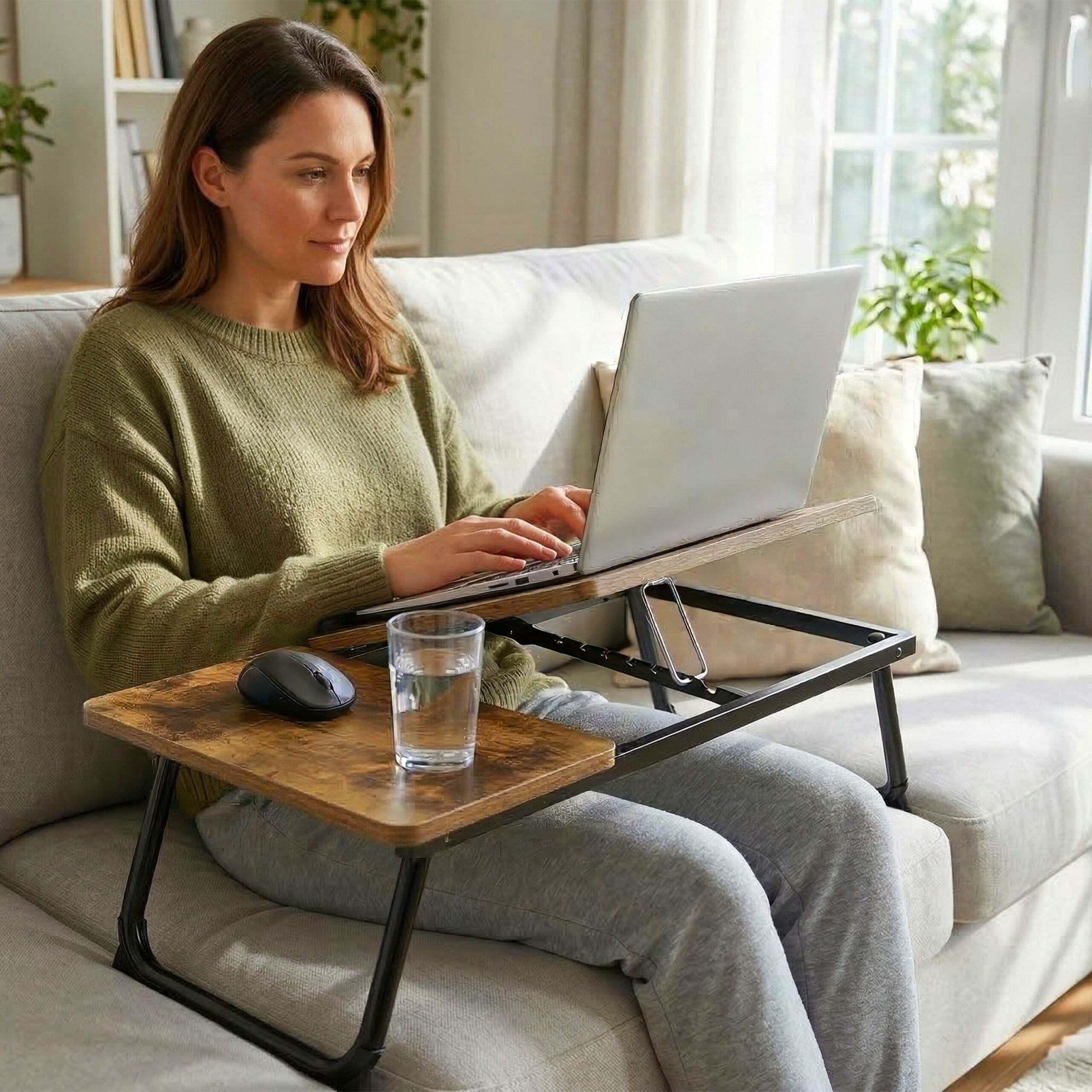 Höhenverstellbarer Laptoptisch Dunkelbraun-Schwarz von Relaxdays