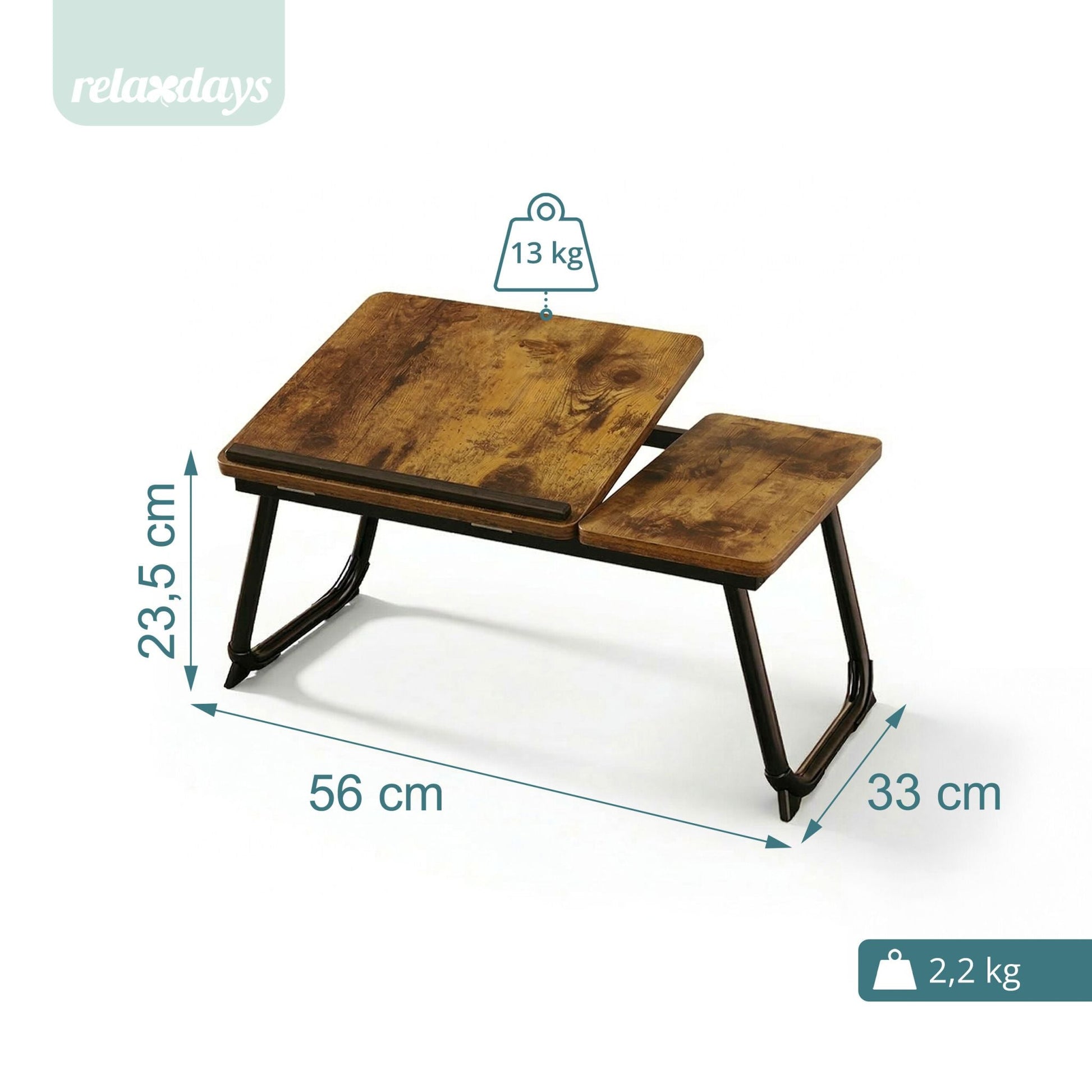 Höhenverstellbarer Laptoptisch Dunkelbraun-Schwarz von Relaxdays