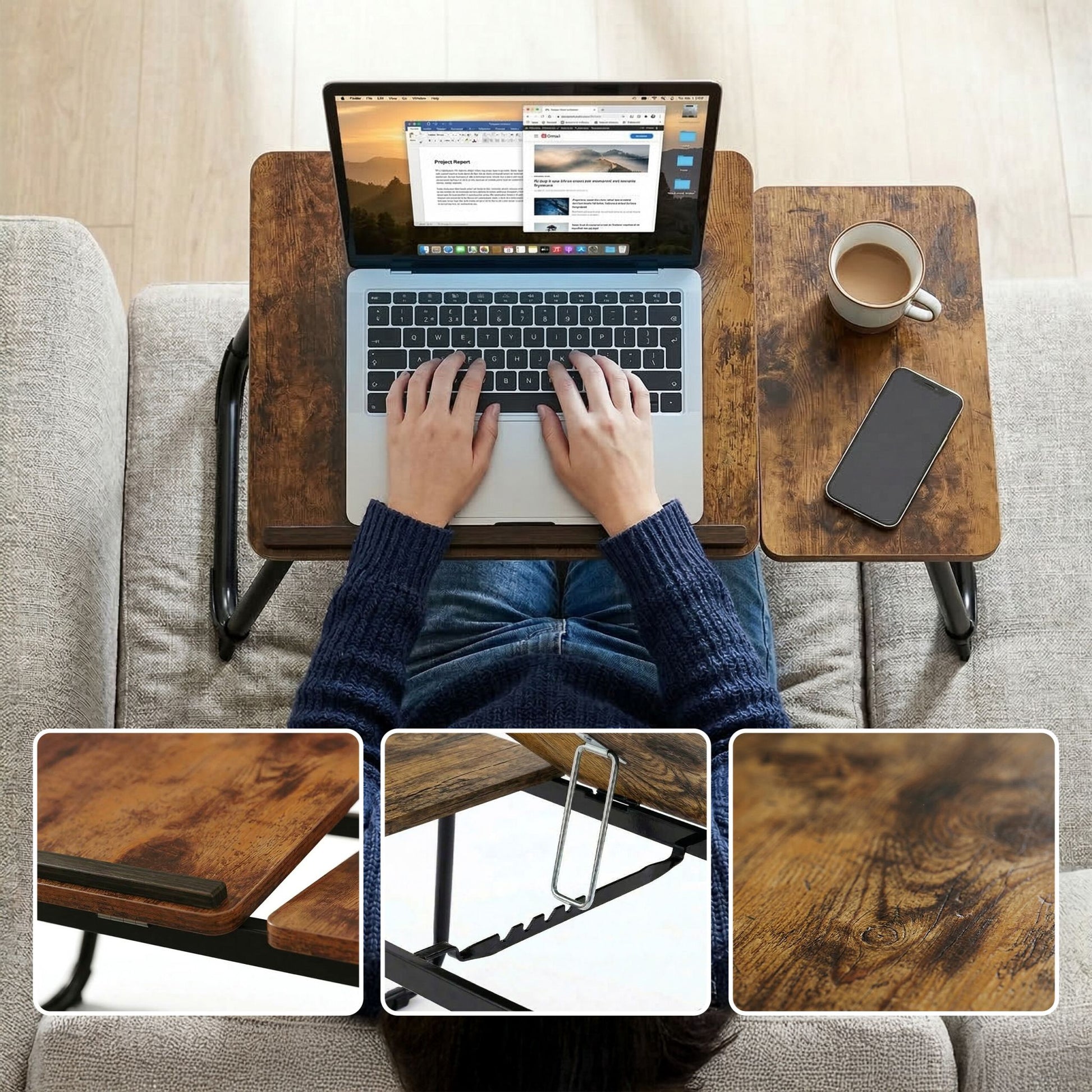 Höhenverstellbarer Laptoptisch Dunkelbraun-Schwarz von Relaxdays