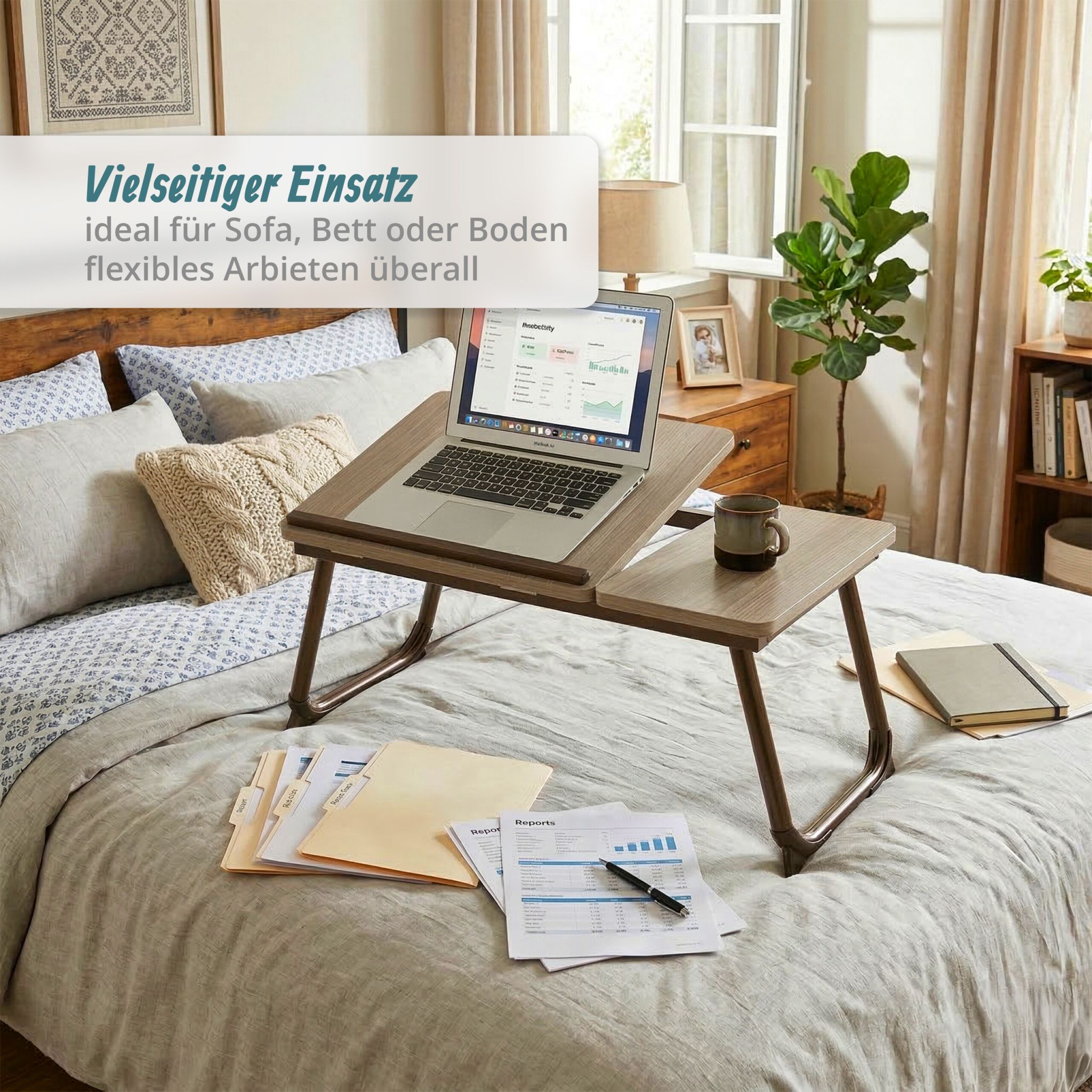 Höhenverstellbarer Laptoptisch Dunkelbraun-Hellbraun von Relaxdays