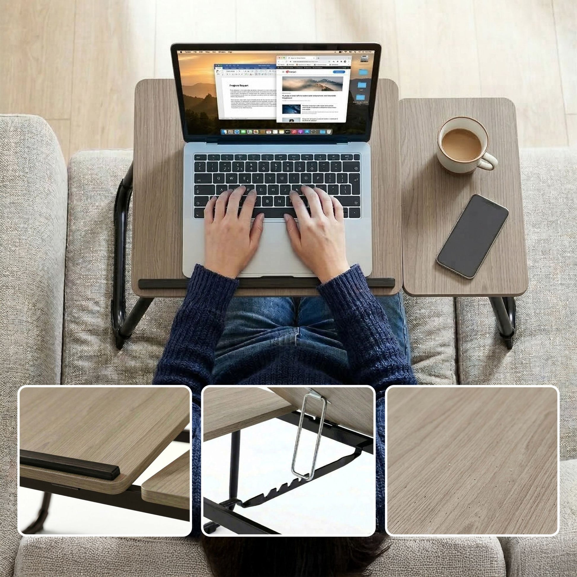 Höhenverstellbarer Laptoptisch Dunkelbraun-Hellbraun von Relaxdays