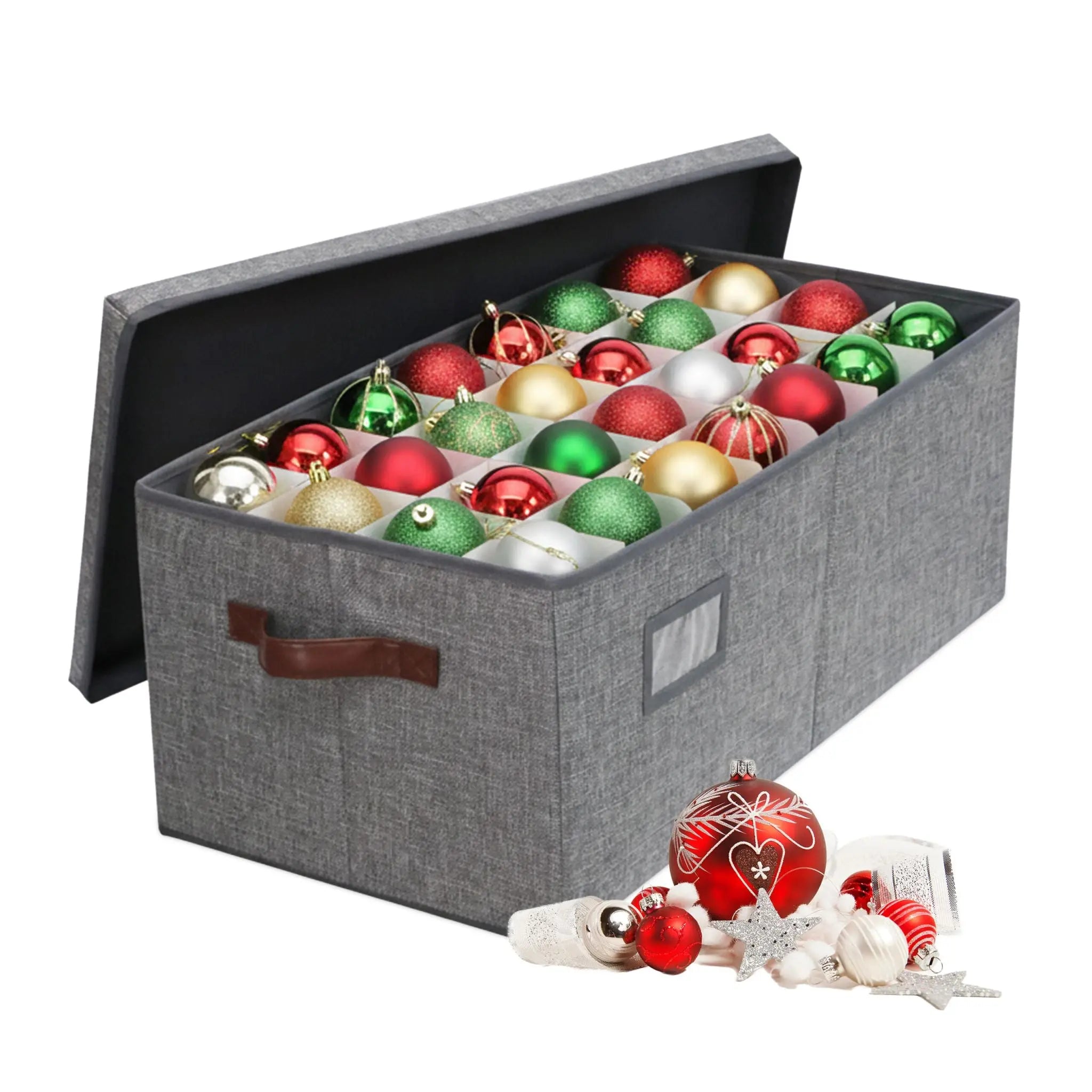 Weihnachtskugel Aufbewahrungsbox Grau-Braun von Relaxdays