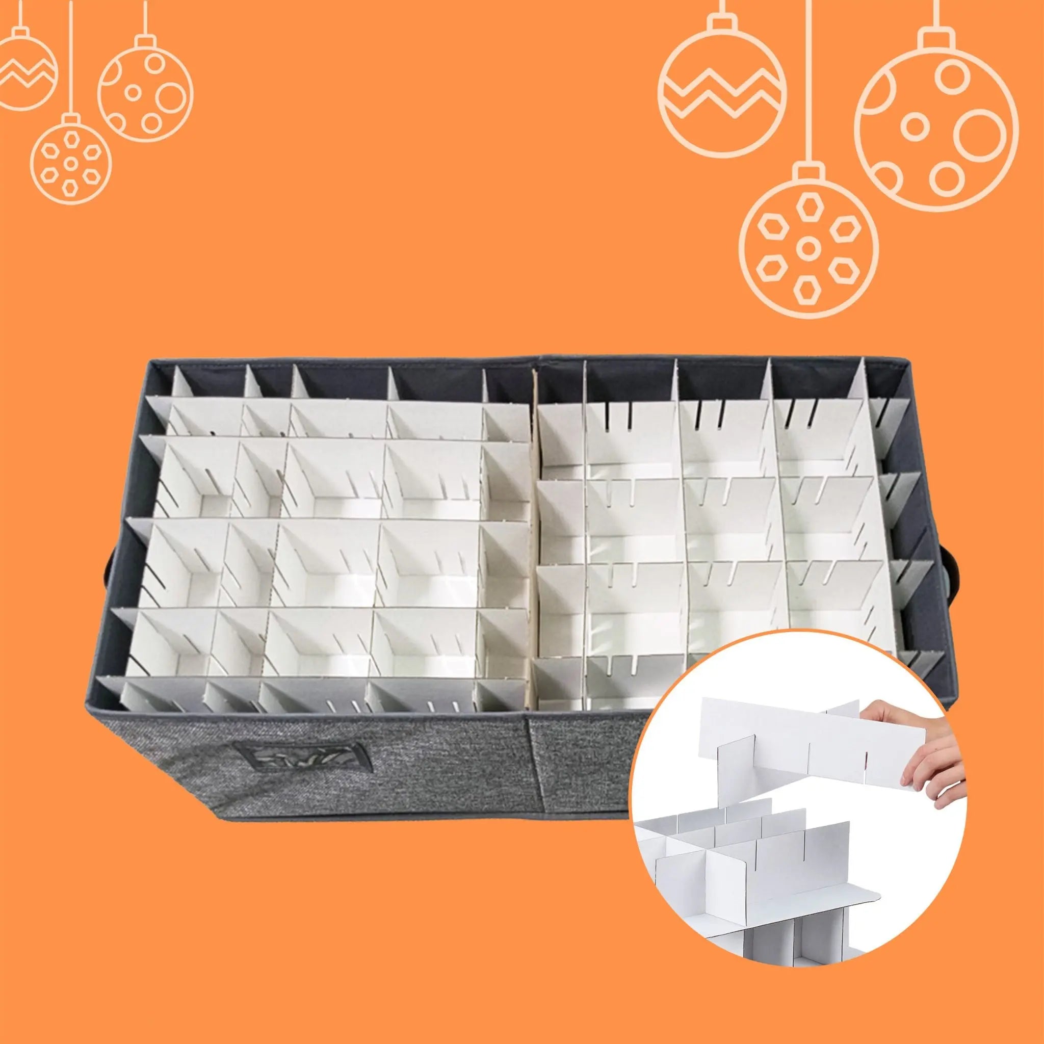 Weihnachtskugel Aufbewahrungsbox Grau-Braun von Relaxdays