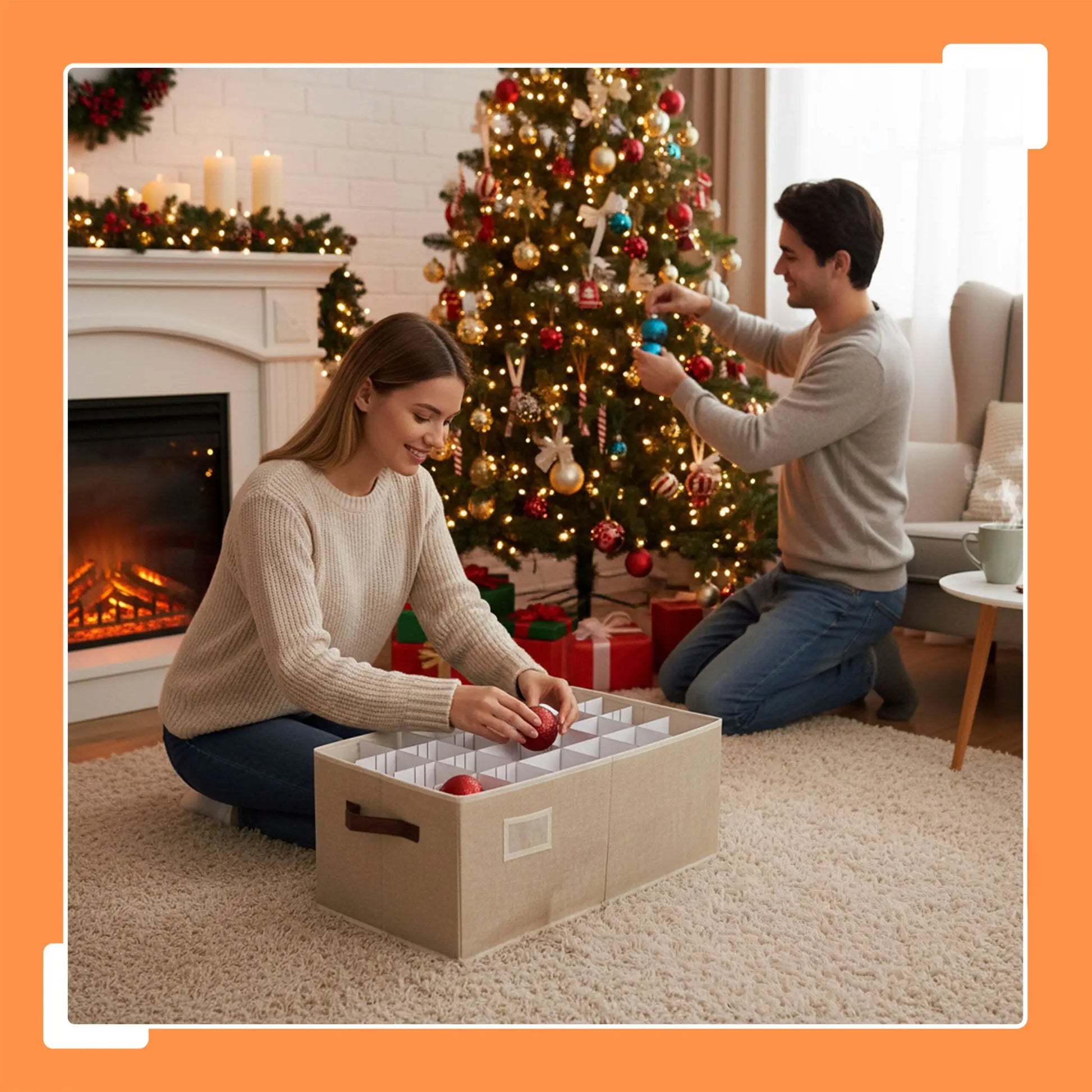 Weihnachtskugel Aufbewahrungsbox Beige-Braun von Relaxdays