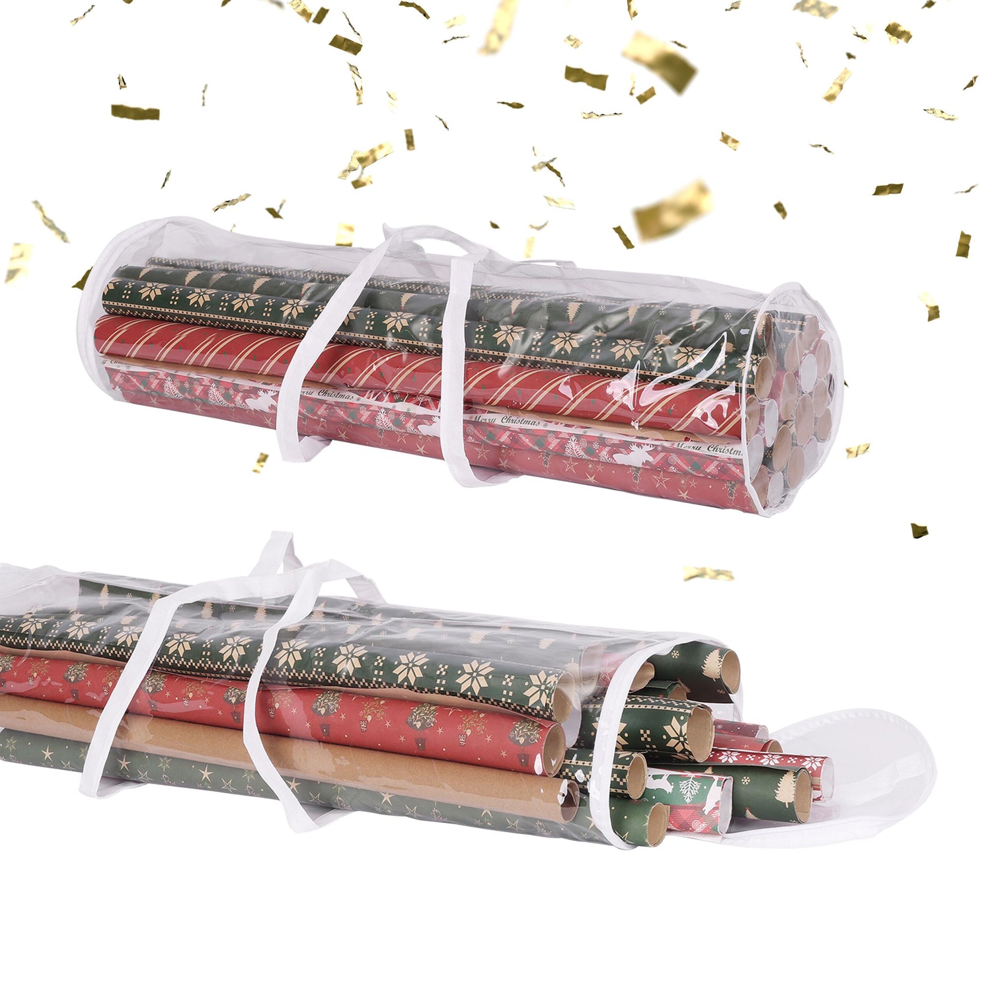 Geschenkpapier Aufbewahrung 2er-Set Weiss-Transparent von Relaxdays