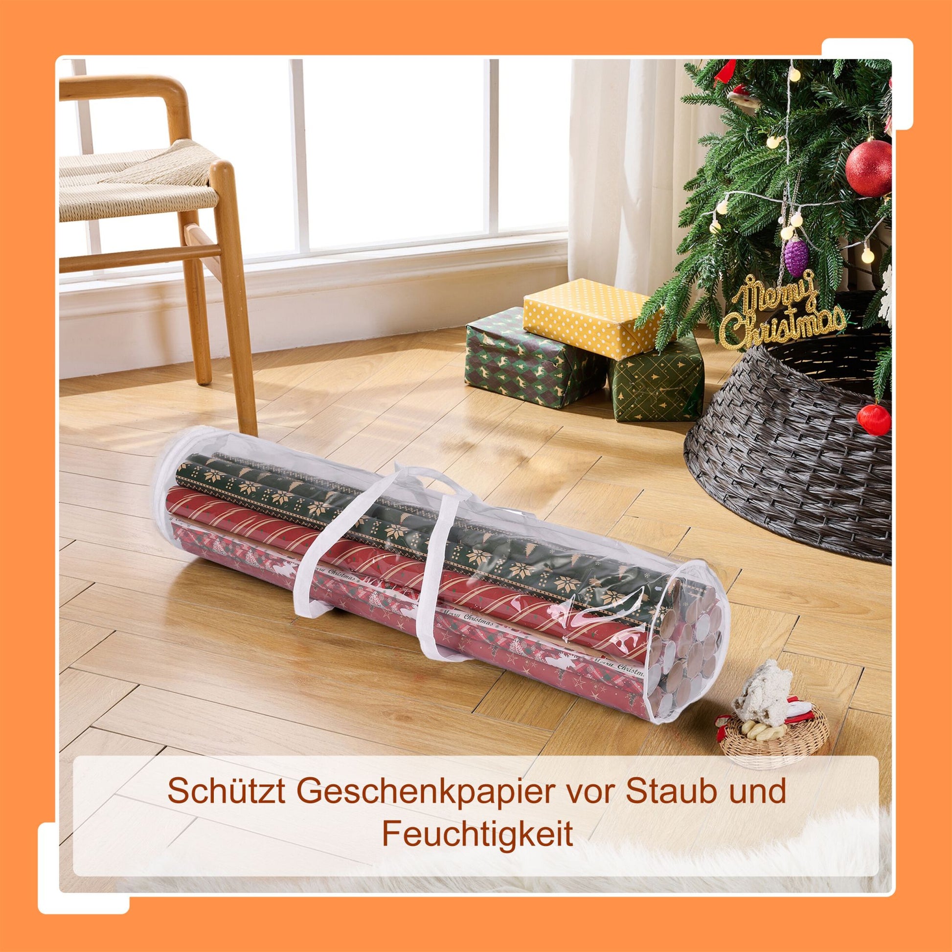 Geschenkpapier Aufbewahrung 2er-Set Weiss-Transparent von Relaxdays