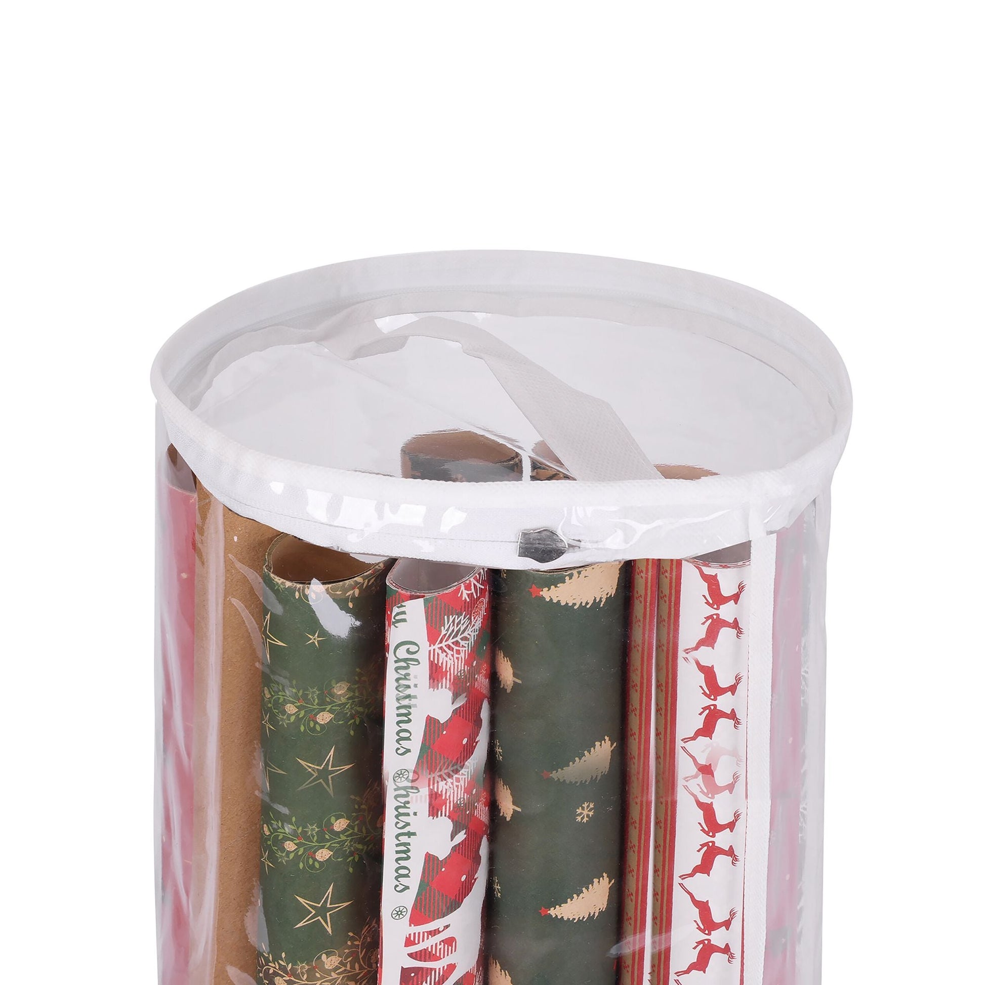 Geschenkpapier Aufbewahrung 2er-Set Weiss-Transparent von Relaxdays