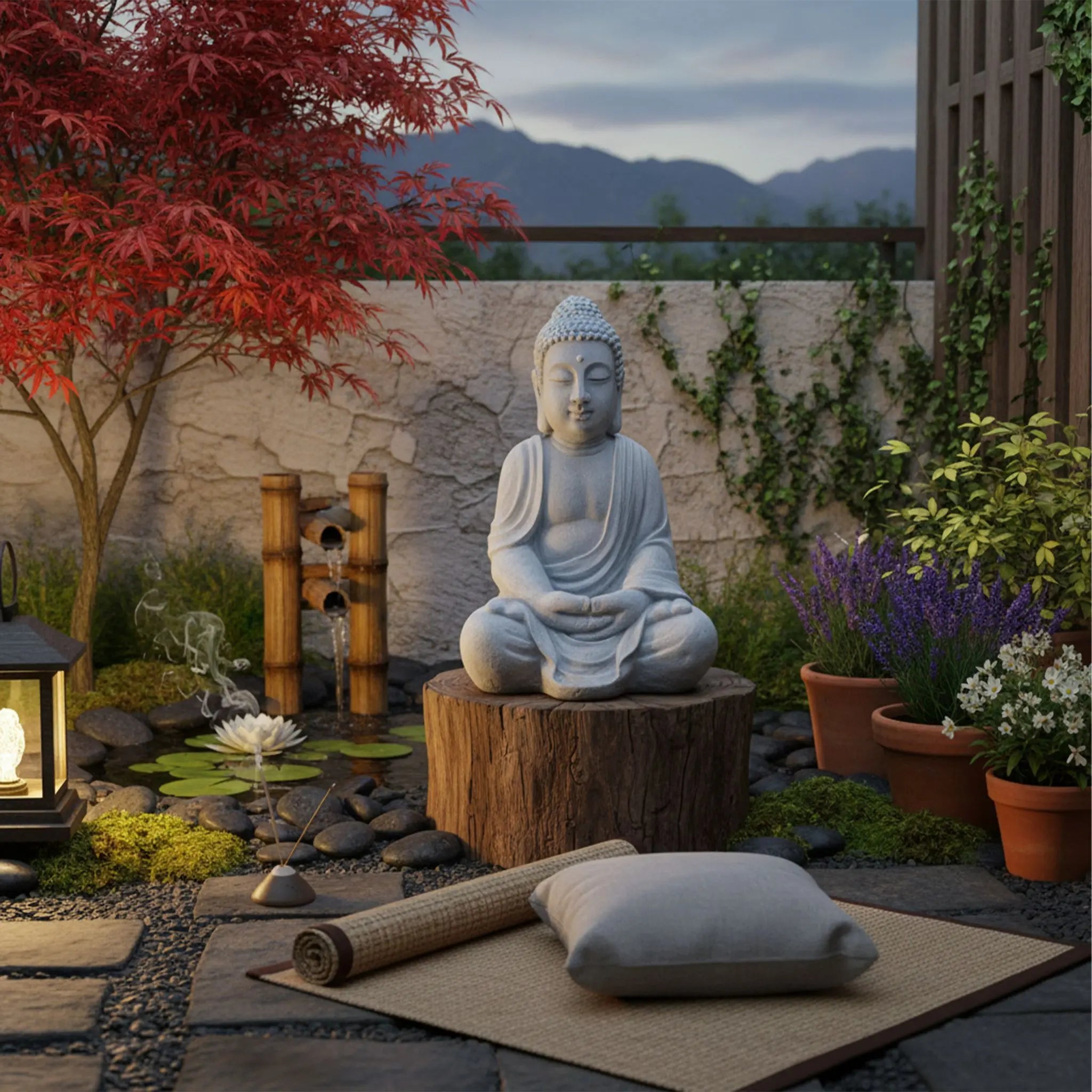 Buddha Figur 70cm Grau von Relaxdays