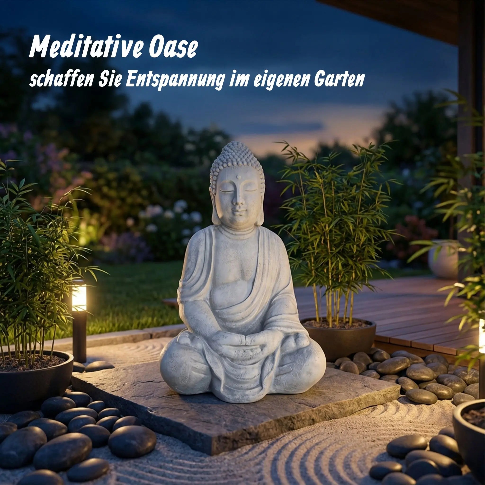 Buddha Figur 70cm Grau von Relaxdays
