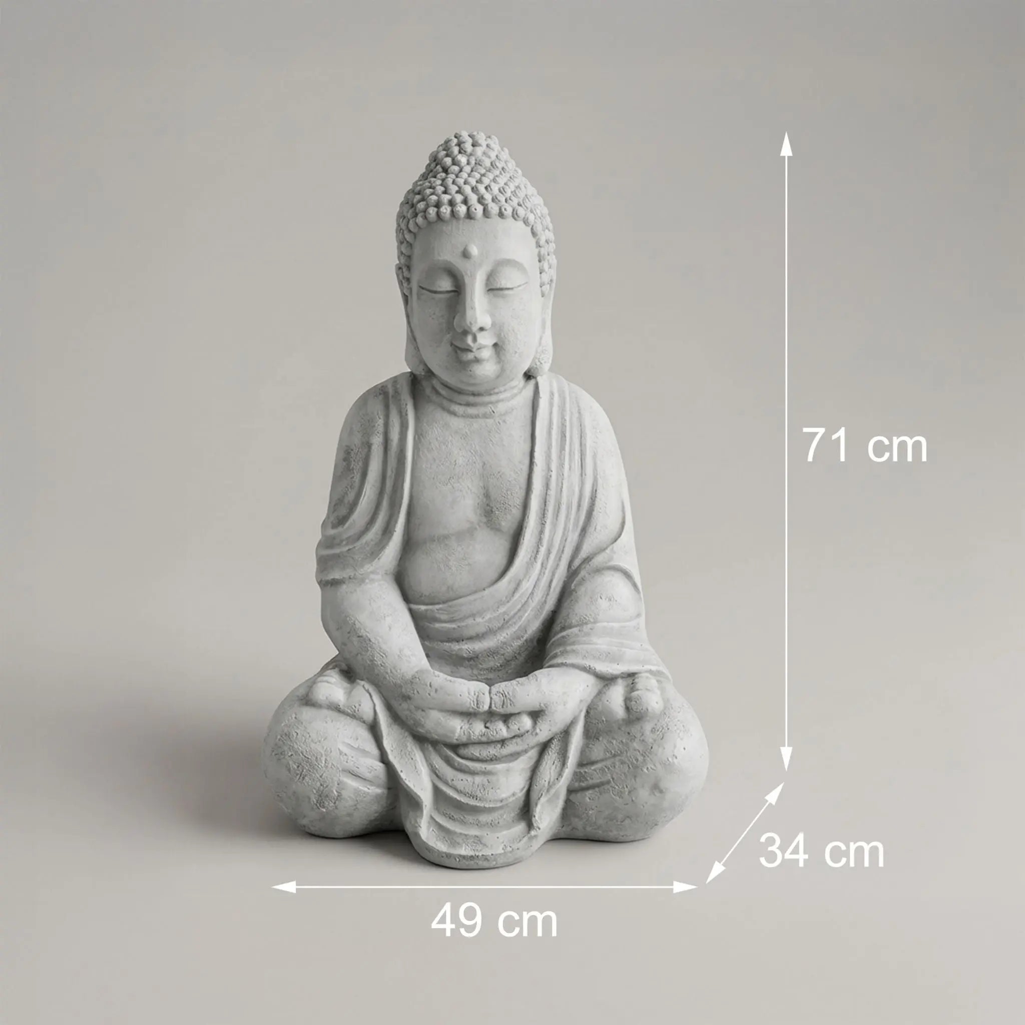 Buddha Figur 70cm Grau von Relaxdays