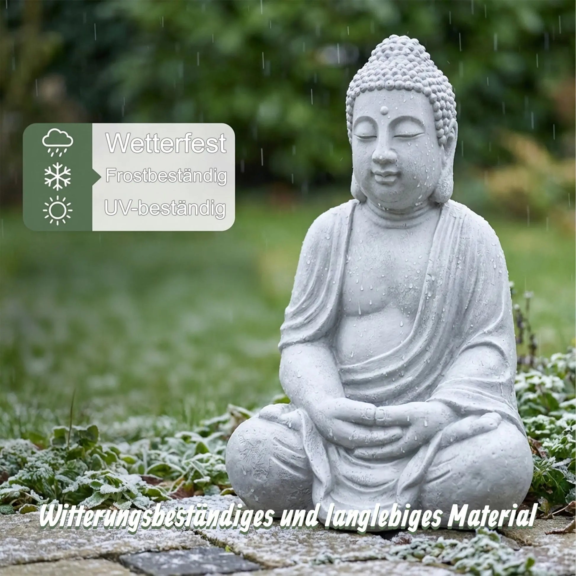 Buddha Figur 70cm Grau von Relaxdays