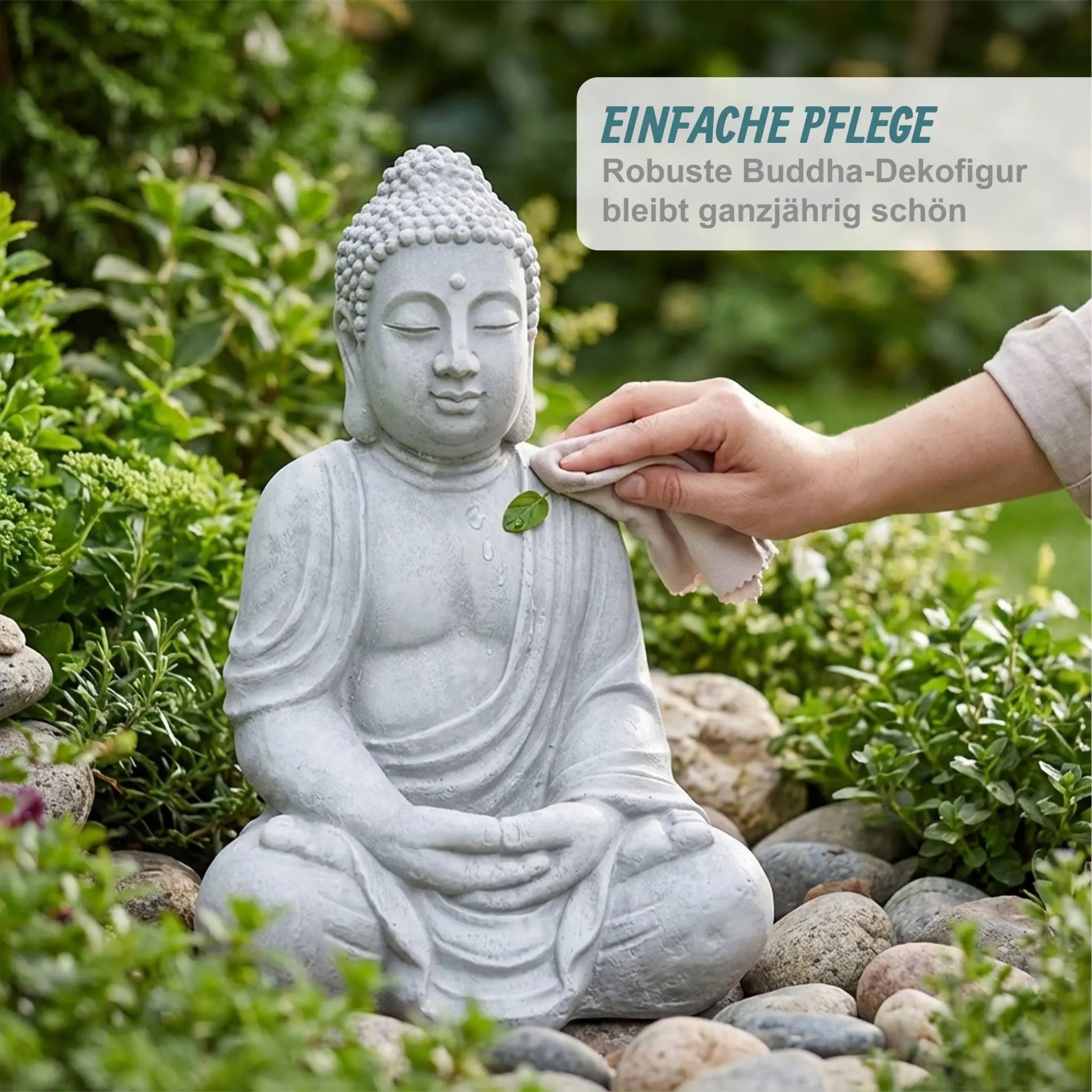 Buddha Figur 70cm Grau von Relaxdays