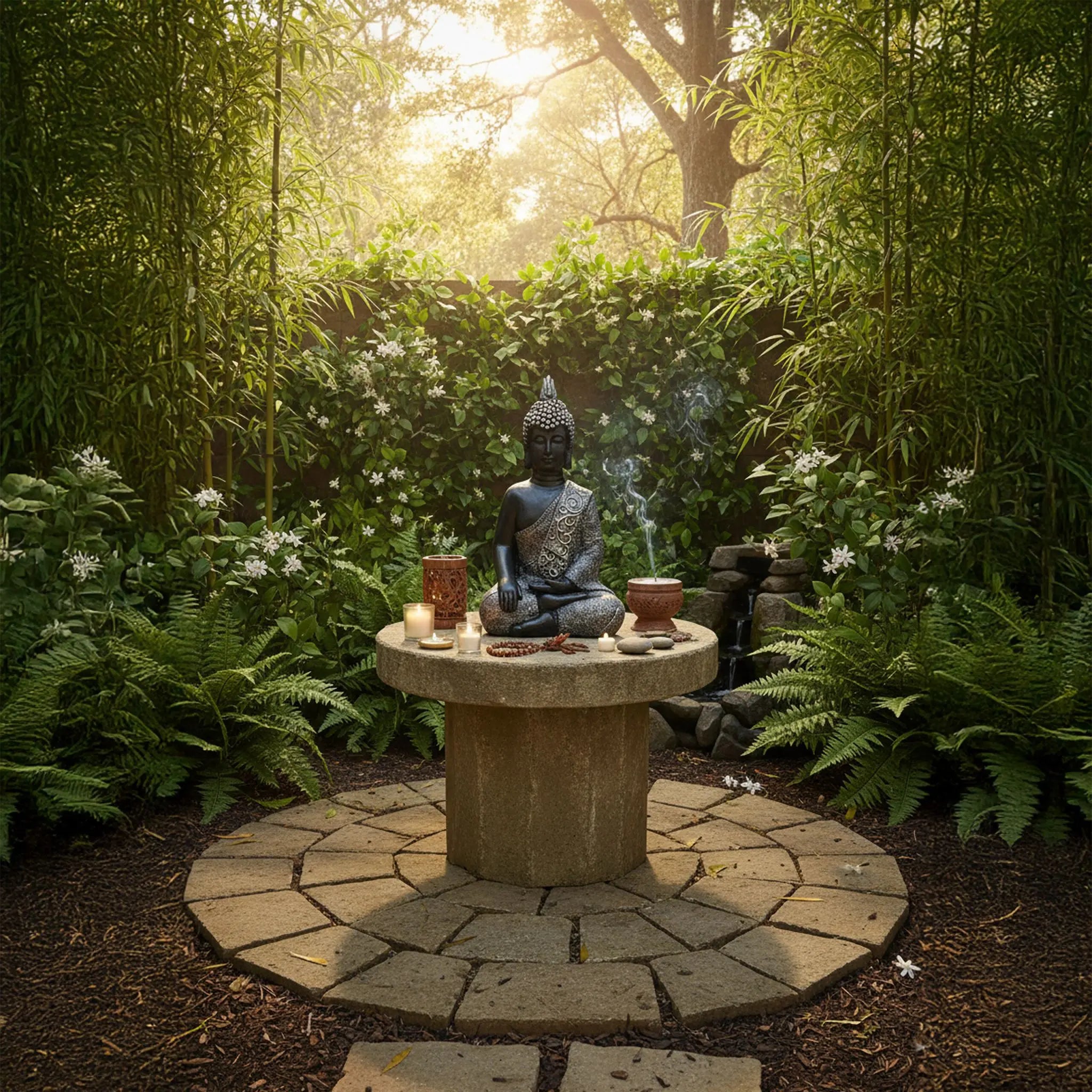 Buddha Figur 45cm Schwarz-Silber von Relaxdays