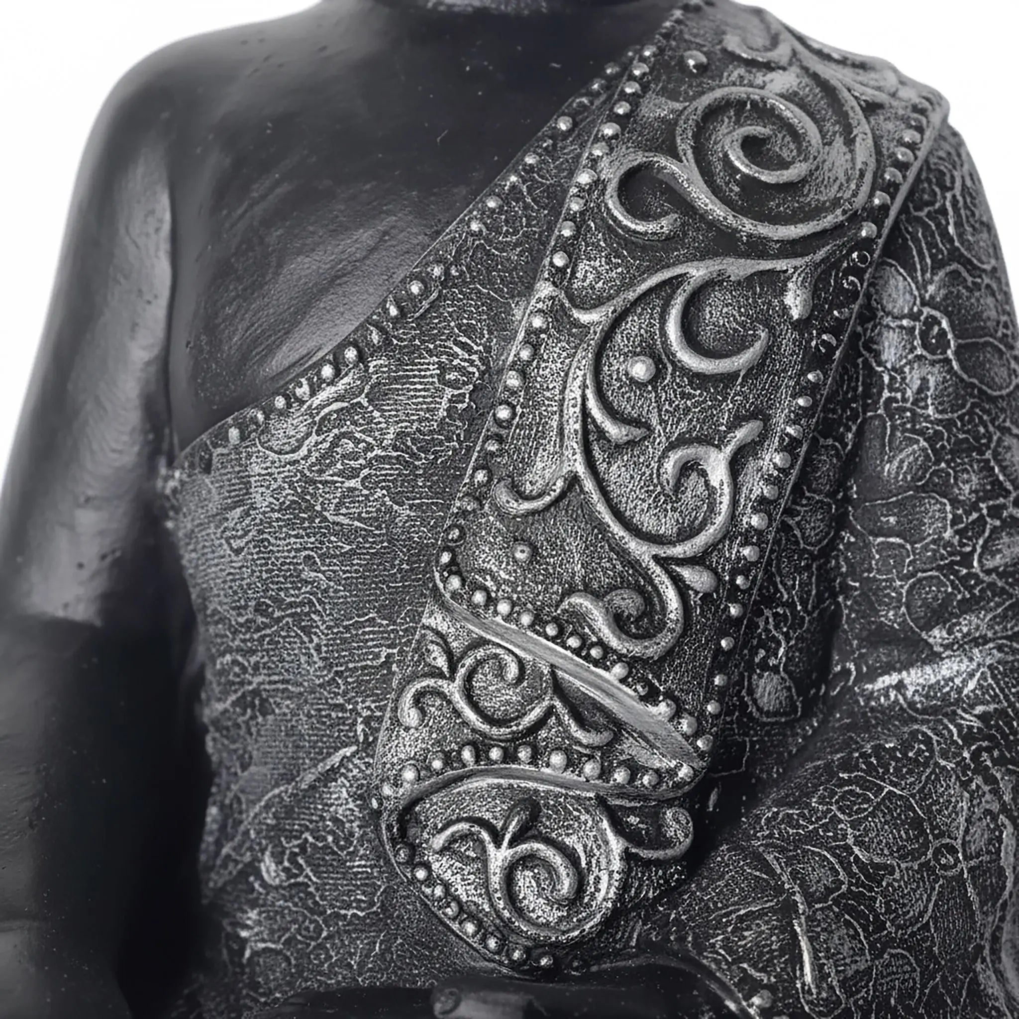 Buddha Figur 45cm Schwarz-Silber von Relaxdays