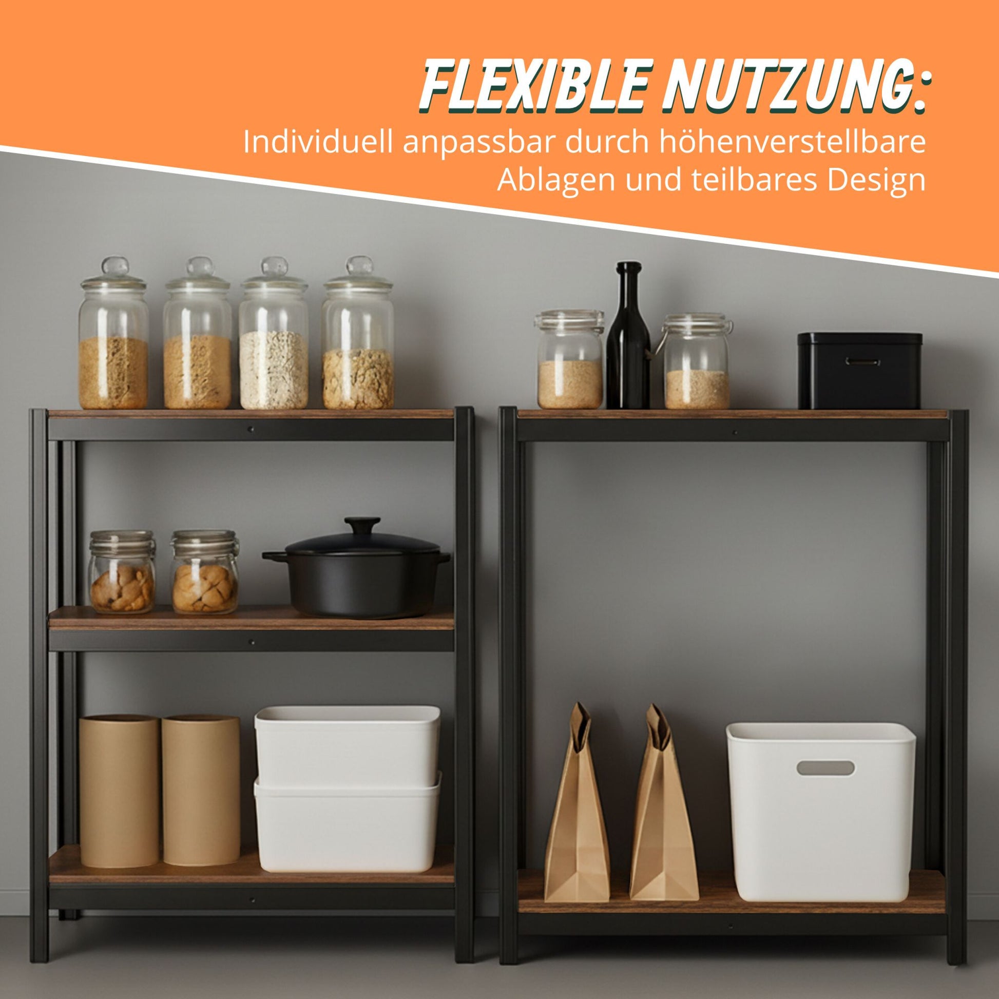 Schwerlastregal 875 kg Industrial Design Braun-Schwarz von Relaxdays